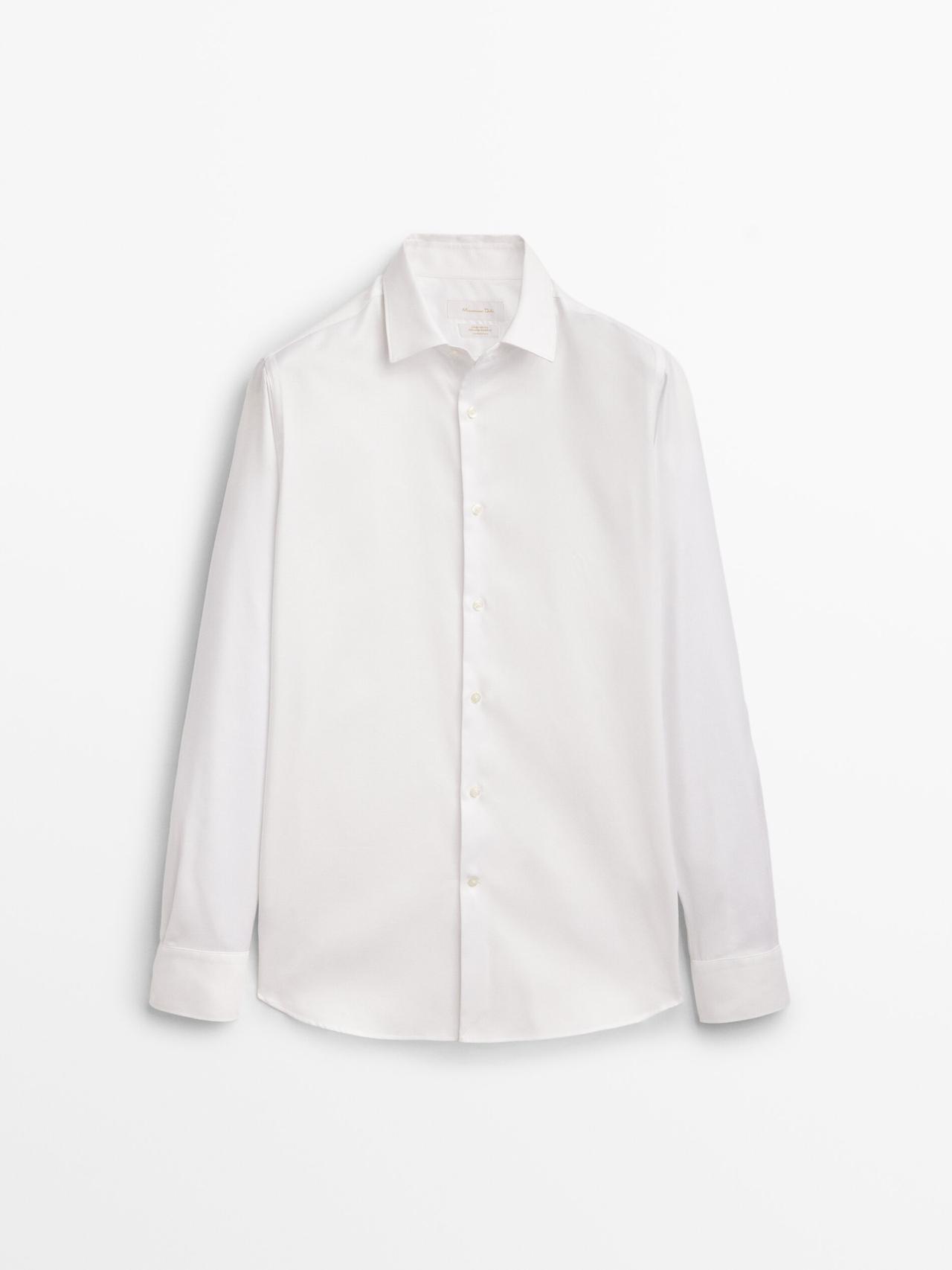 Massimo Dutti - Herre - Slim Fit Easy Iron-Oxfordskjorte - Hvid - 42