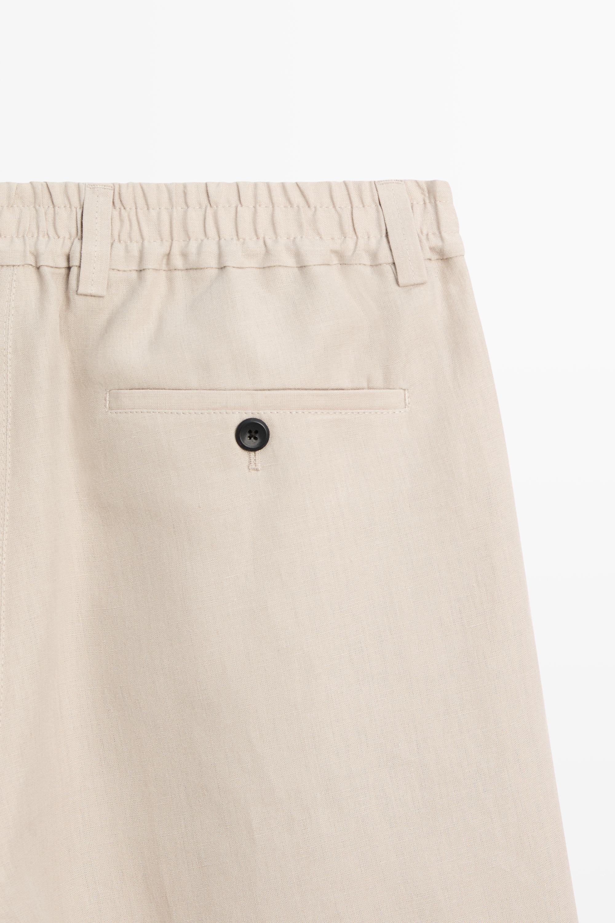 100% linen short Bermuda shorts — BEIGE