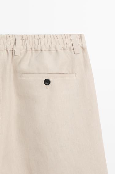 100% linen short Bermuda shorts — BEIGE 7