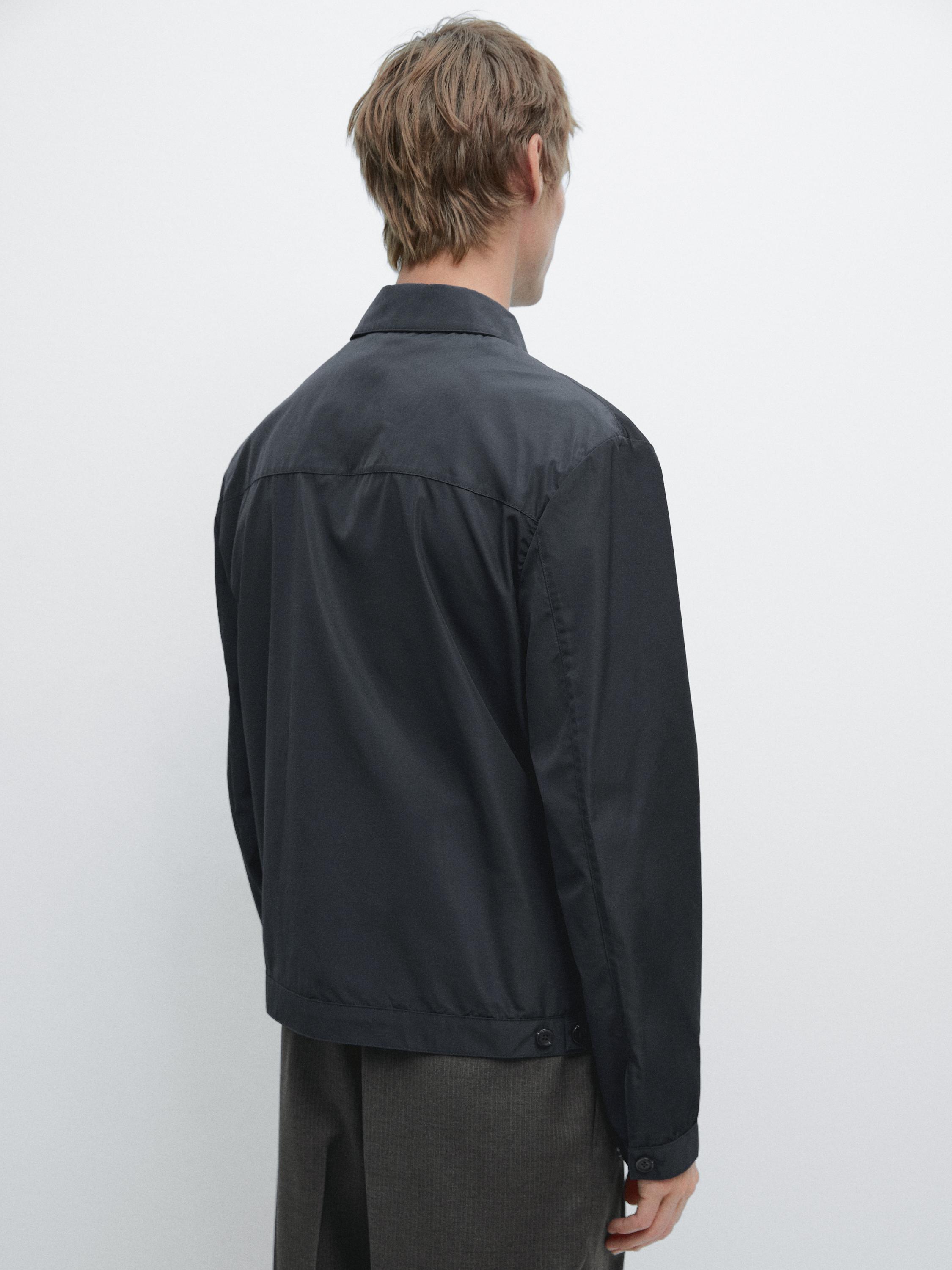 Short technical fabric jacket — NAVY BLUE