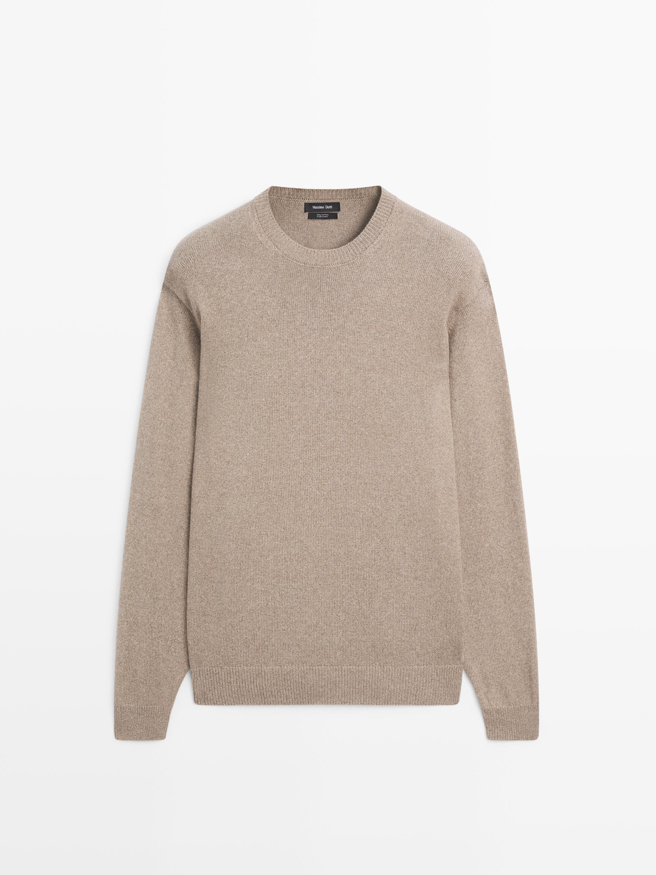Strickpullover aus 100 % Baumwoll-Mouliné