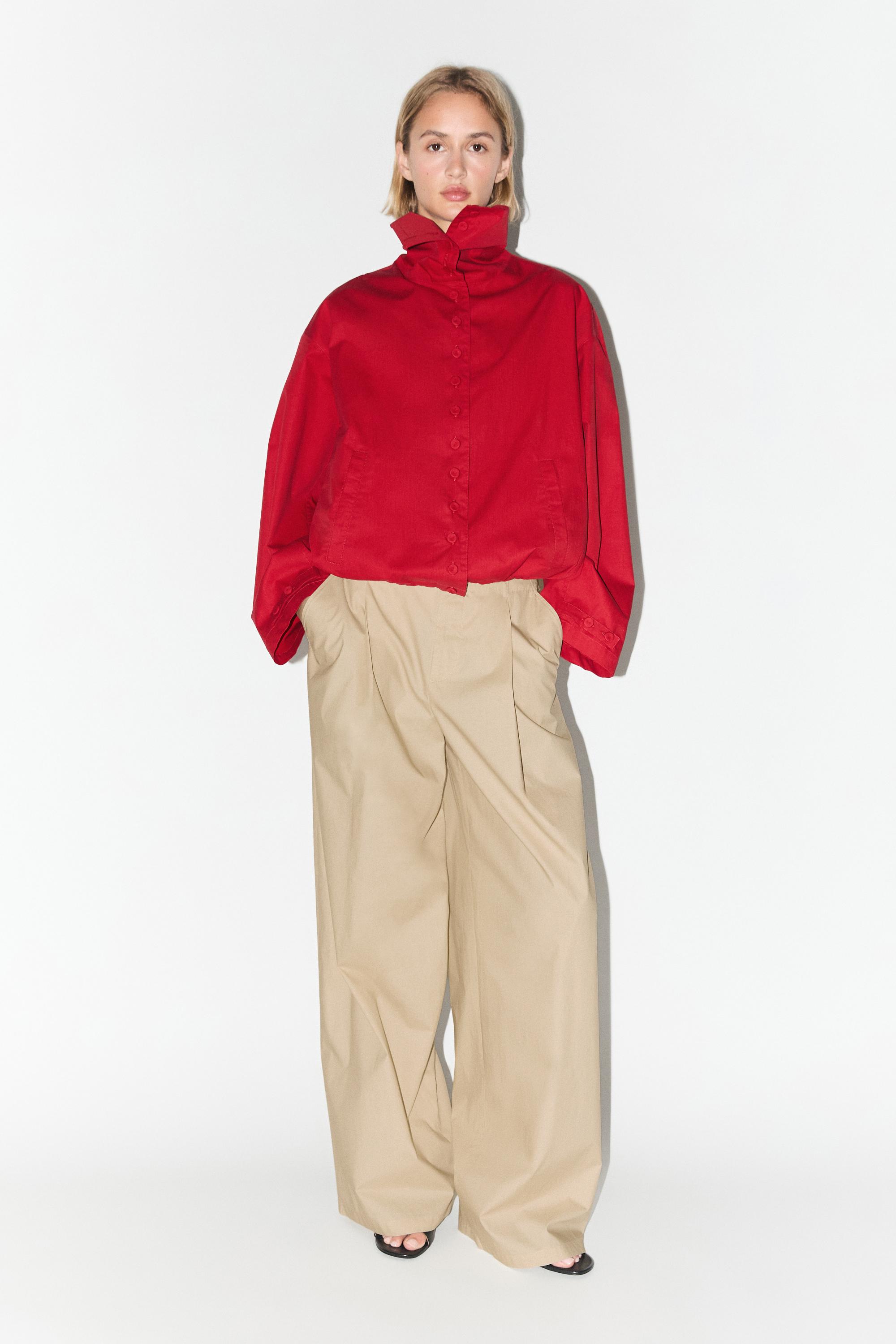Wide-leg cotton trousers — SAND