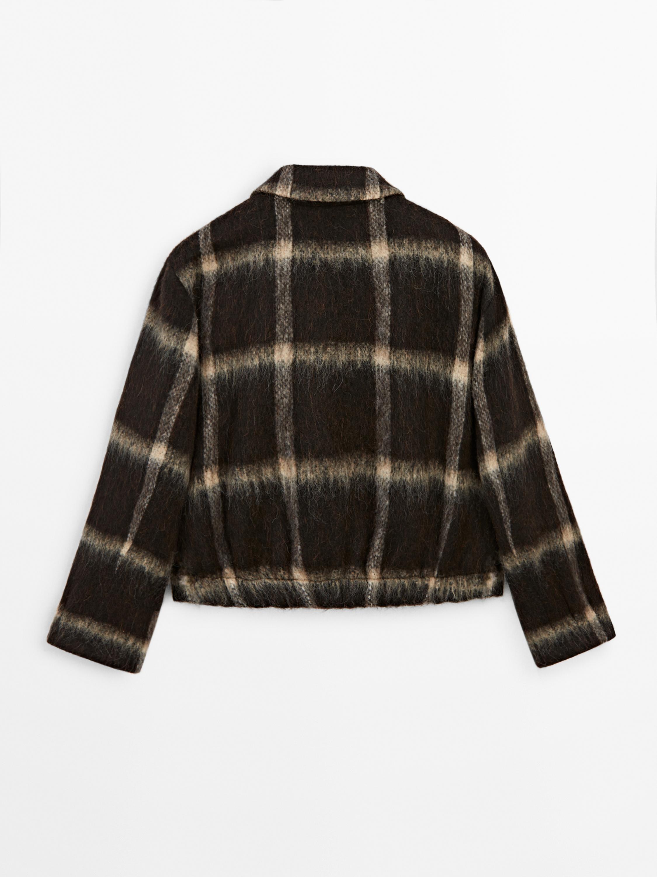 Check jacket with fabric detail