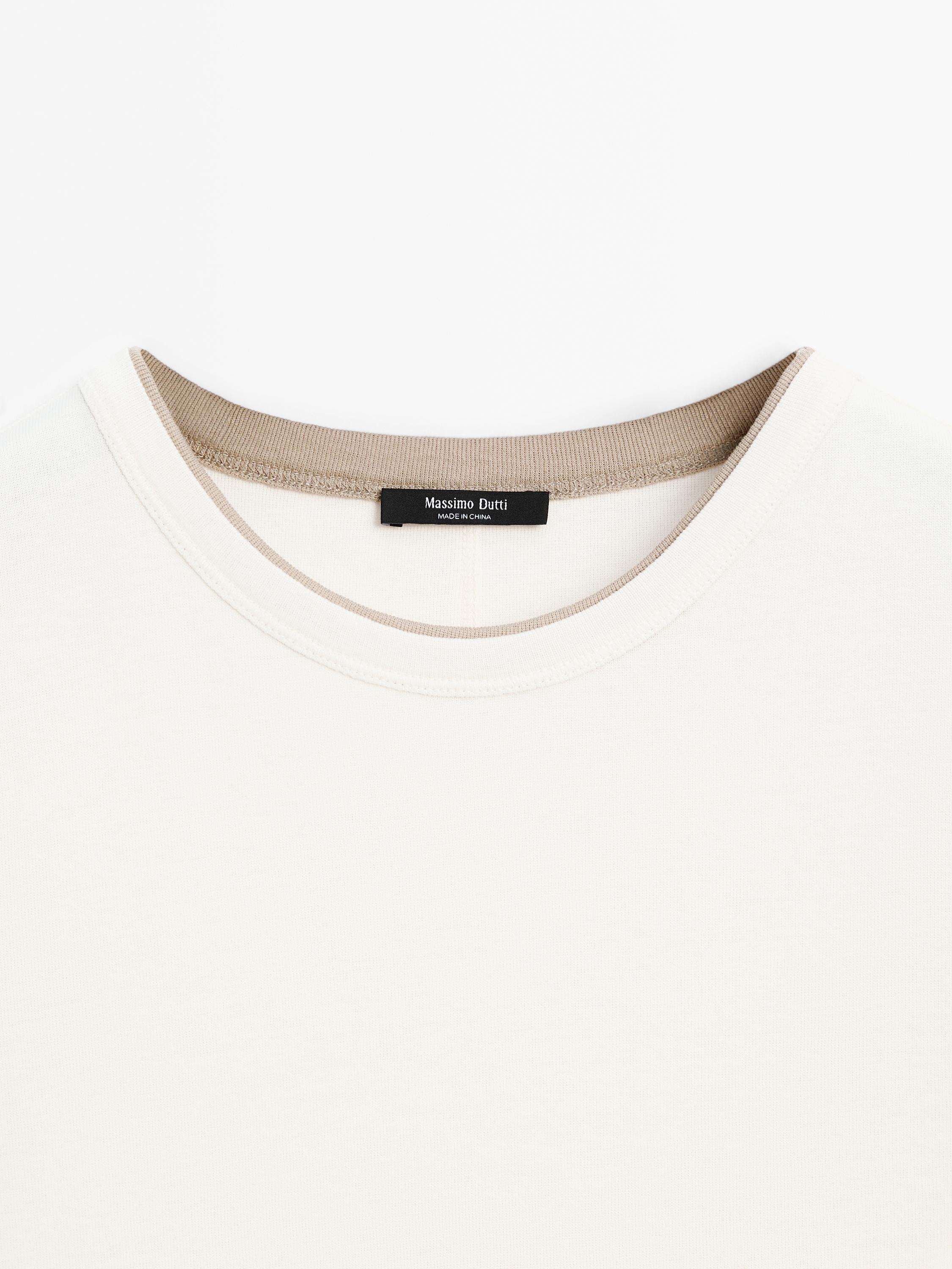 100% cotton contrast ribbed T-shirt