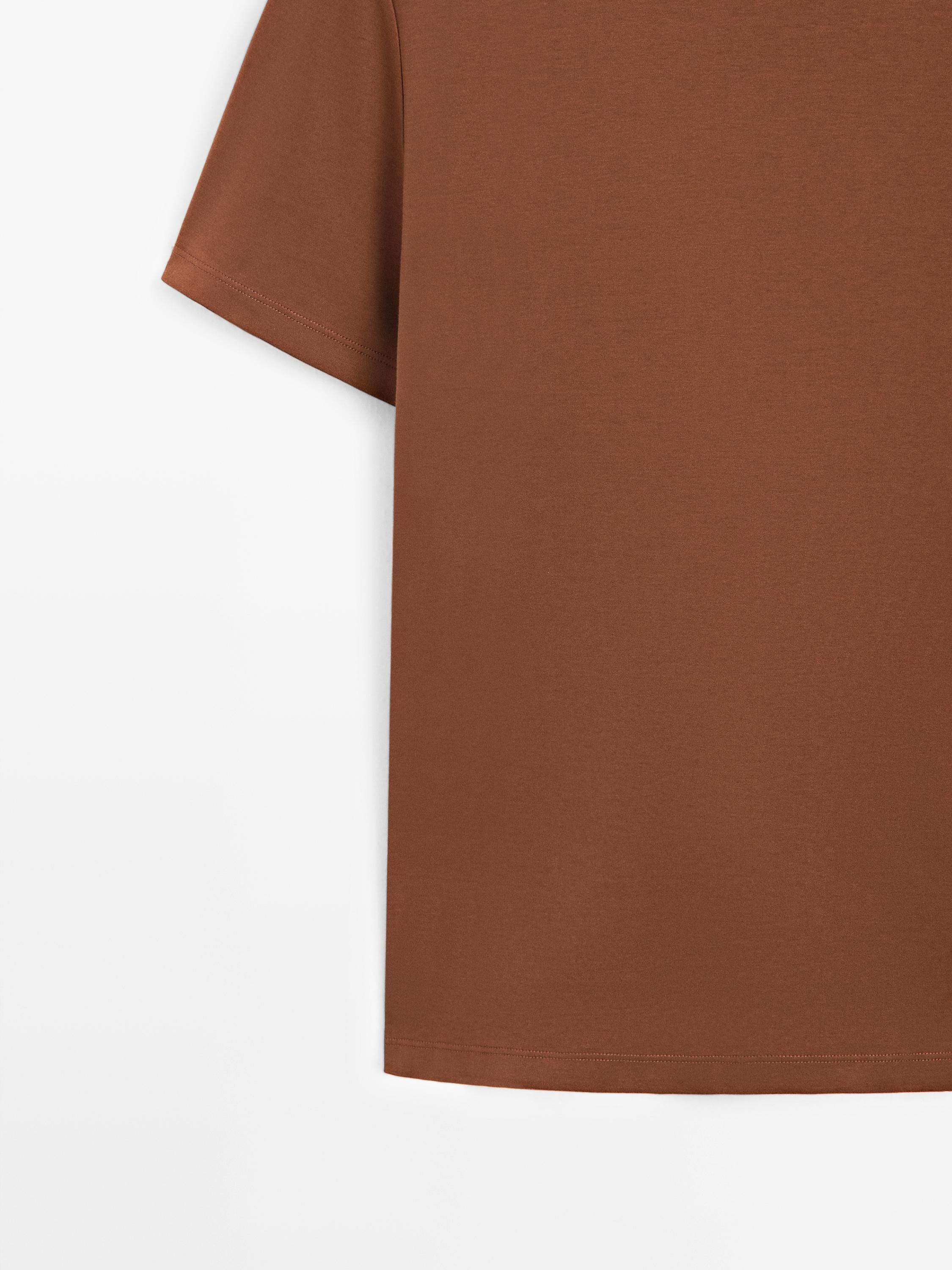 Short sleeve cotton blend T-shirt — COPPER