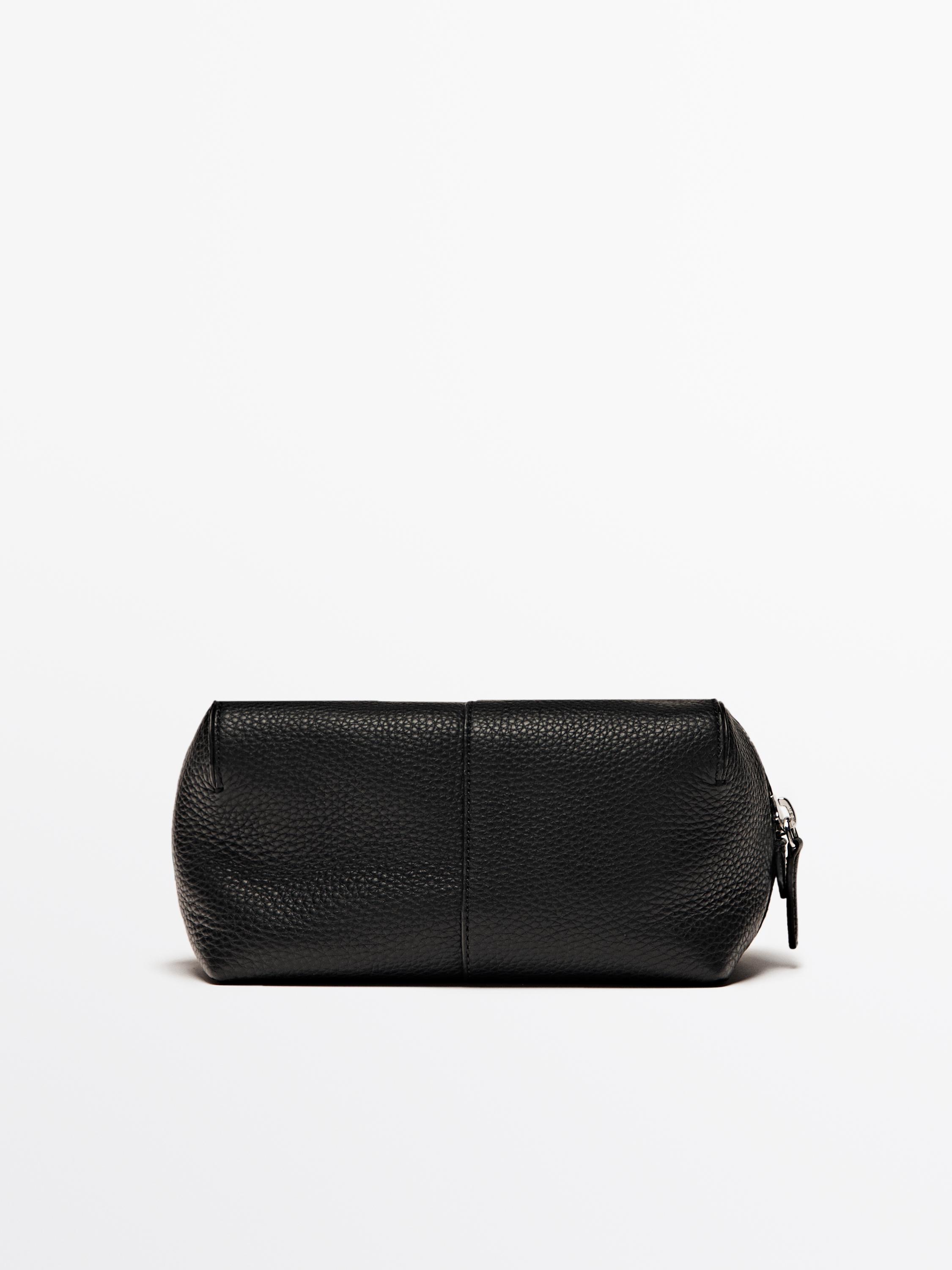 Nappa leather toiletry bag with zip