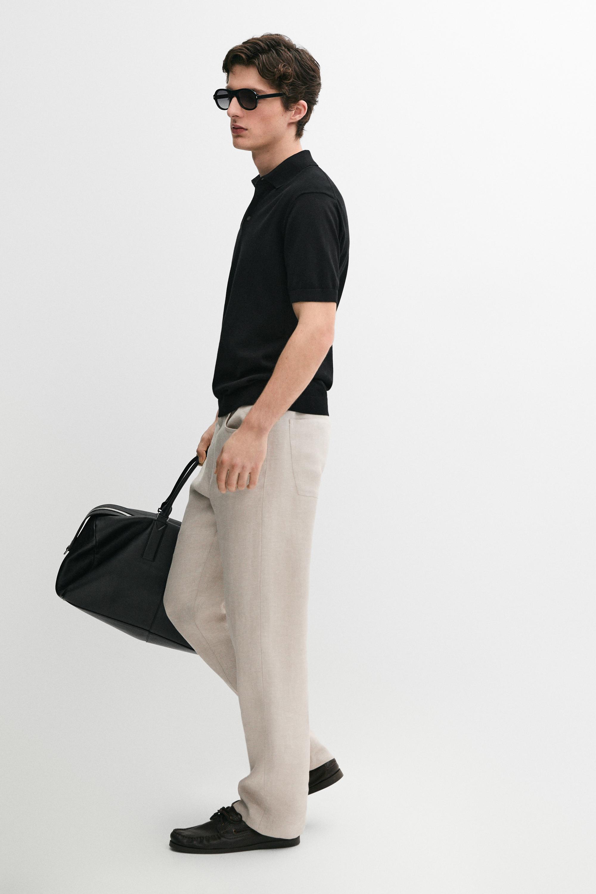Wide-leg linen trousers — SAND