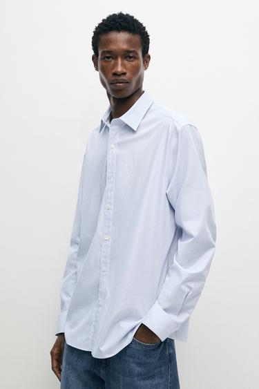 Pinstriped regular fit shirt — Sky blue 3