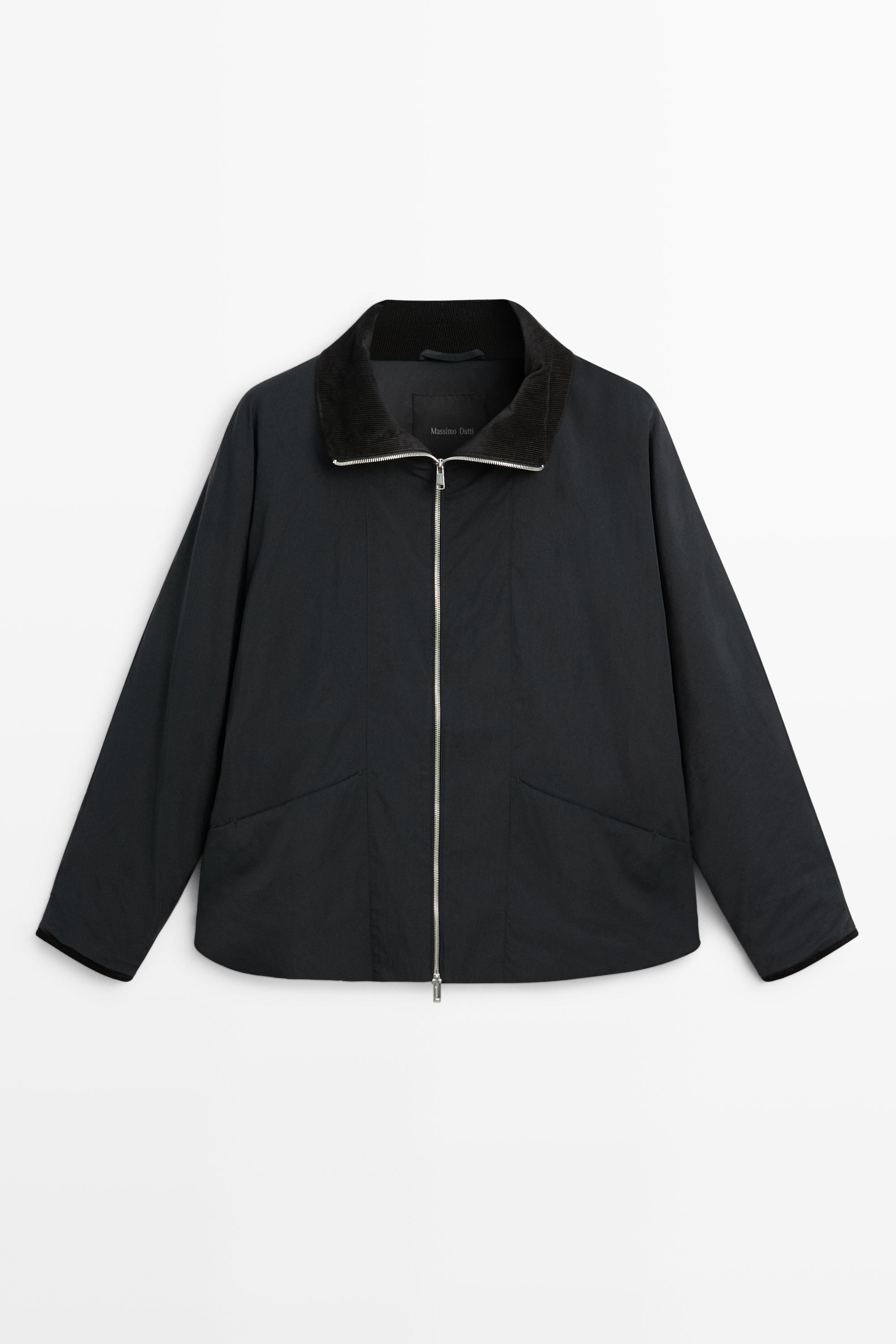 Quilted corduroy-collar parka
