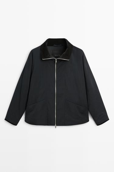 Quilted corduroy-collar parka — NAVY BLUE 2