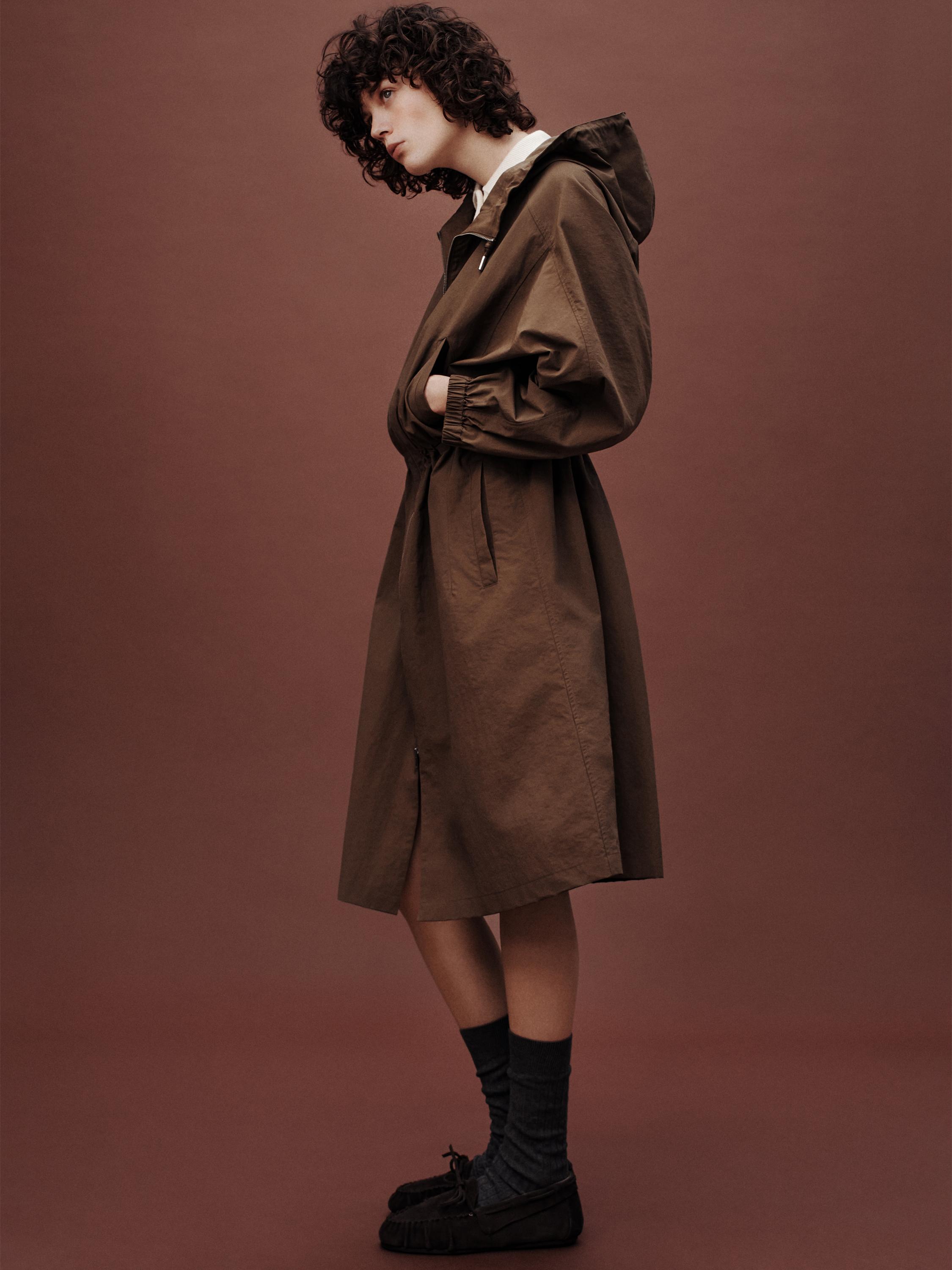 Long technical fabric parka — BROWN