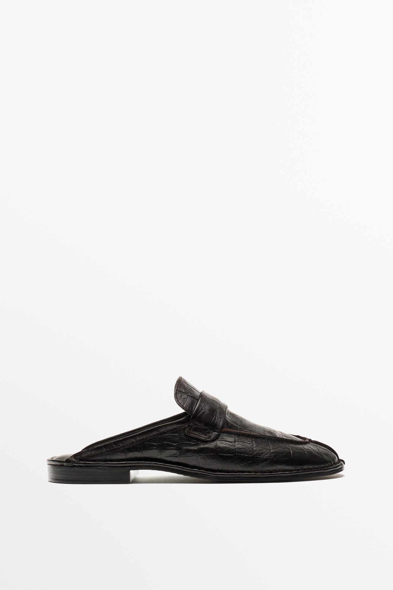 Leather mule loafer — BROWN