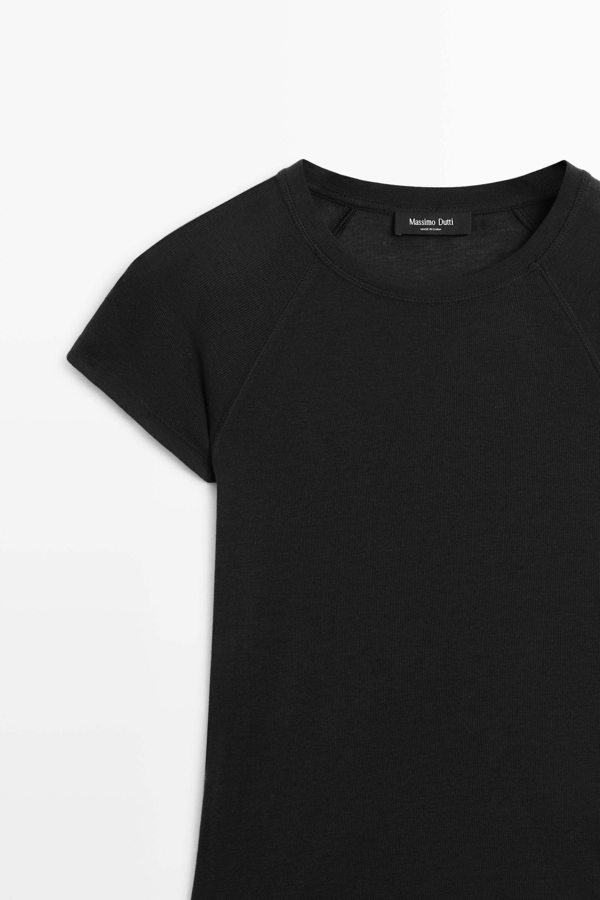 Short sleeve raglan T-shirt — BLACK