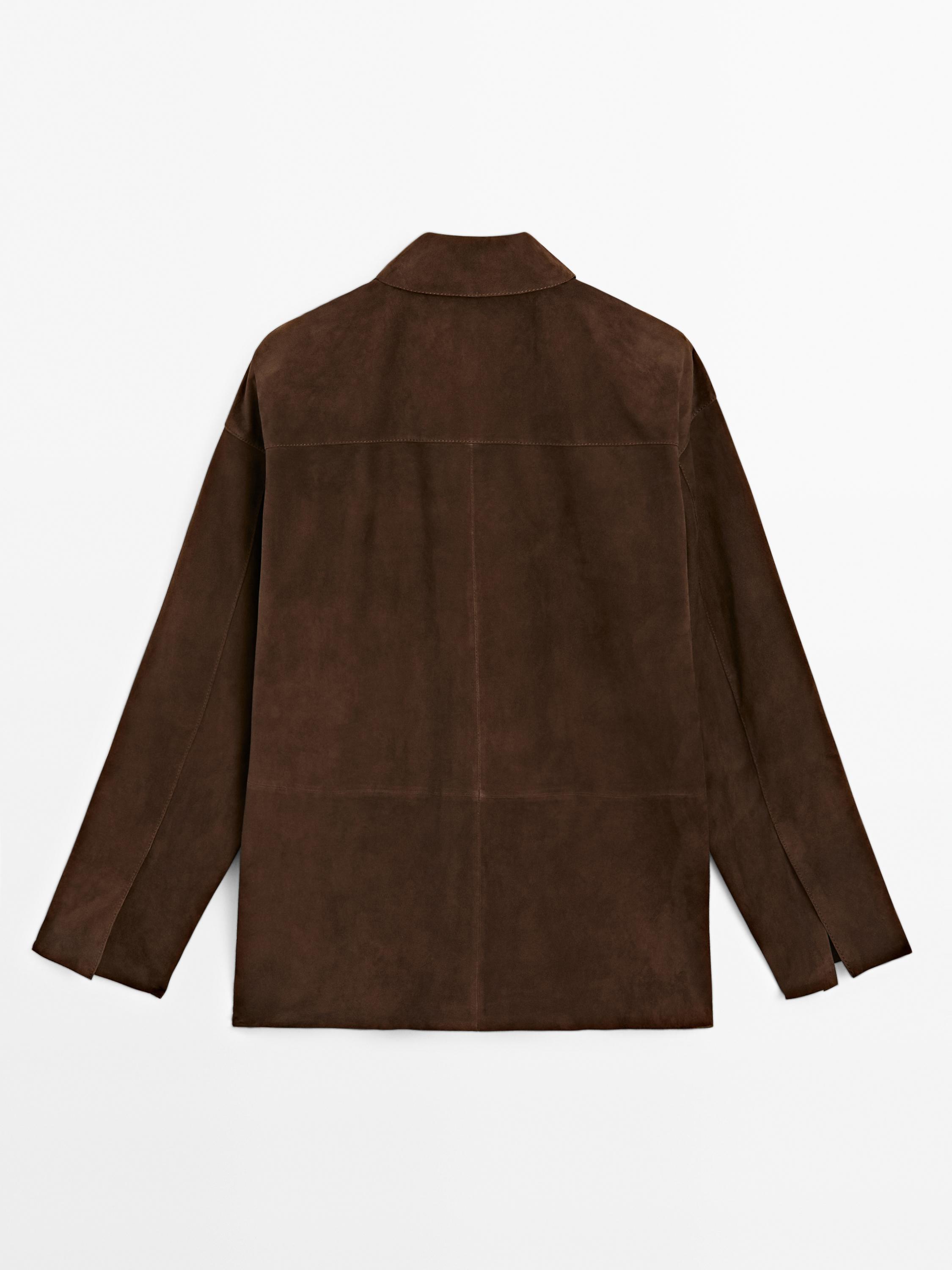 Suede leather overshirt