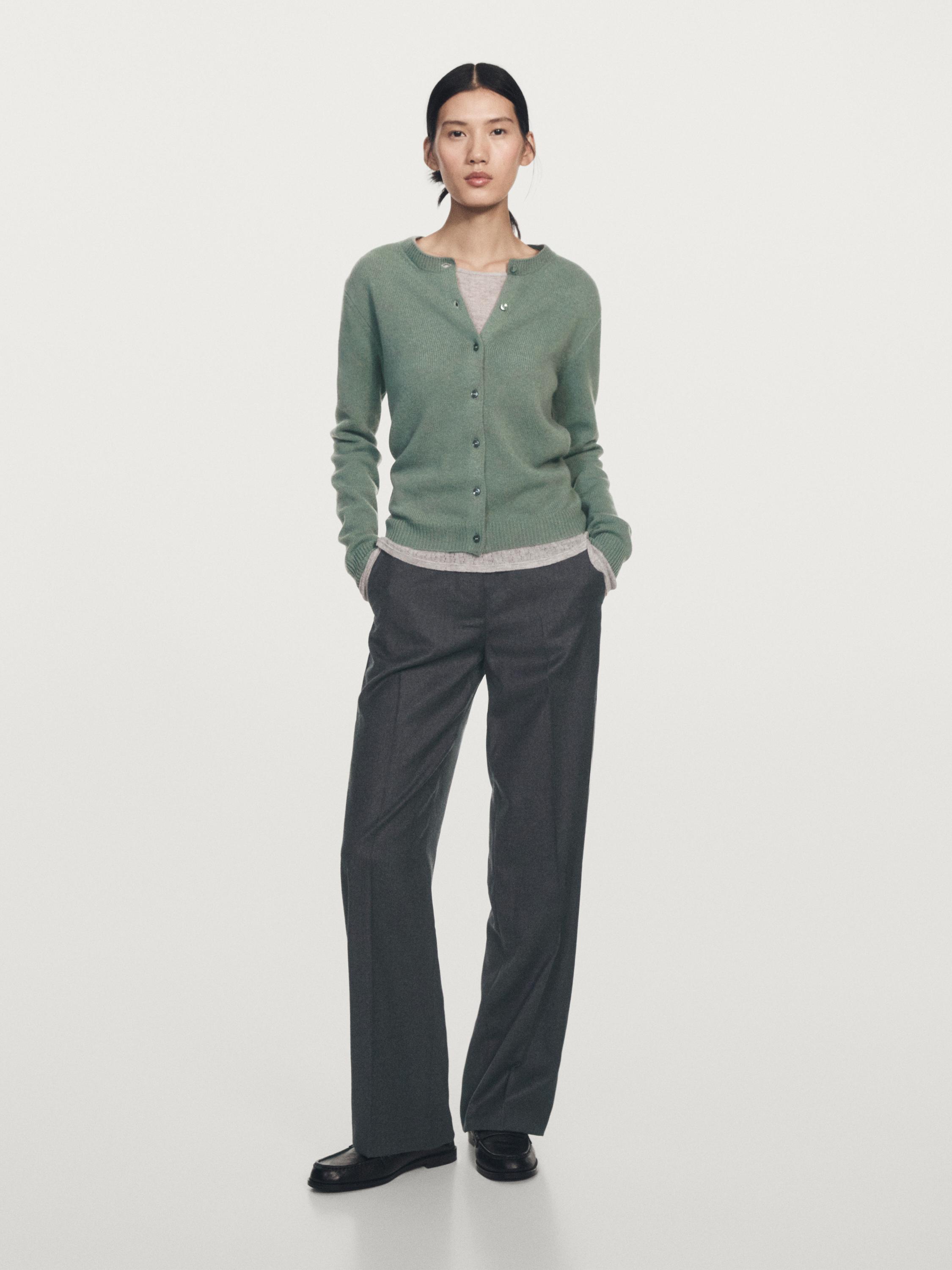 크루넥 니트 울 블렌드 가디건