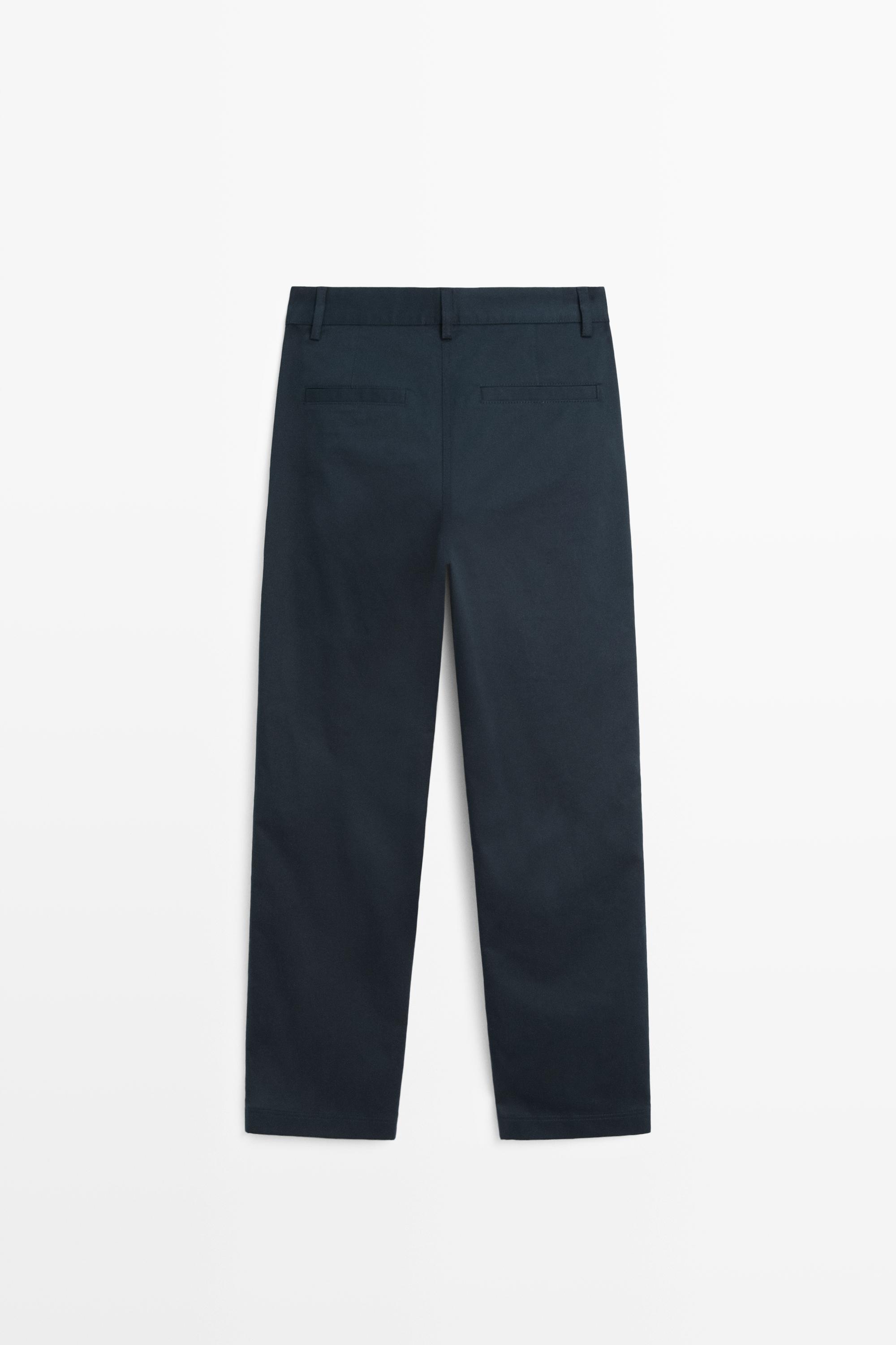 Stretch cotton blend mini flare pants — DEEP BLUE