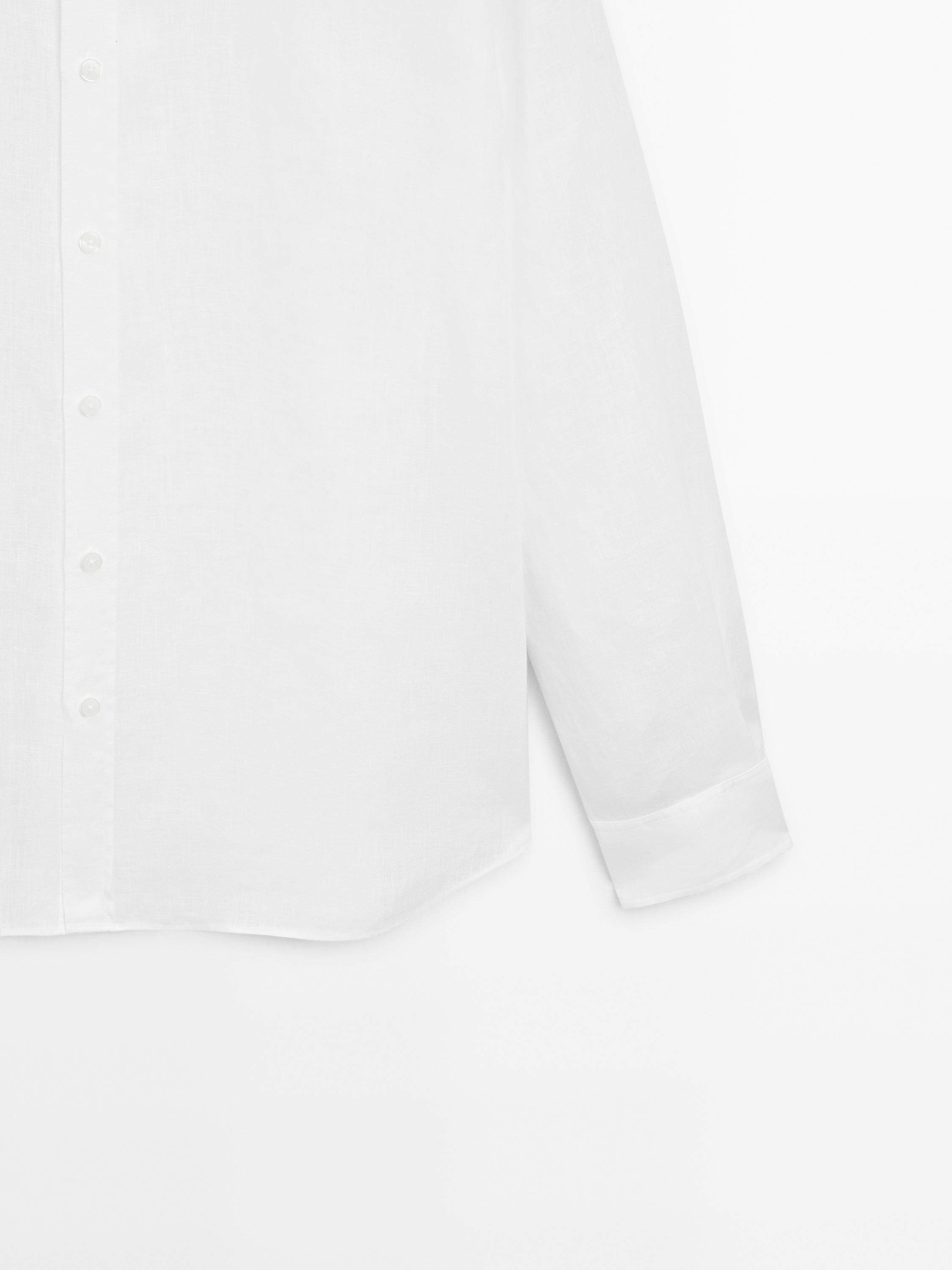 100% linen regular fit stand-up collar shirt