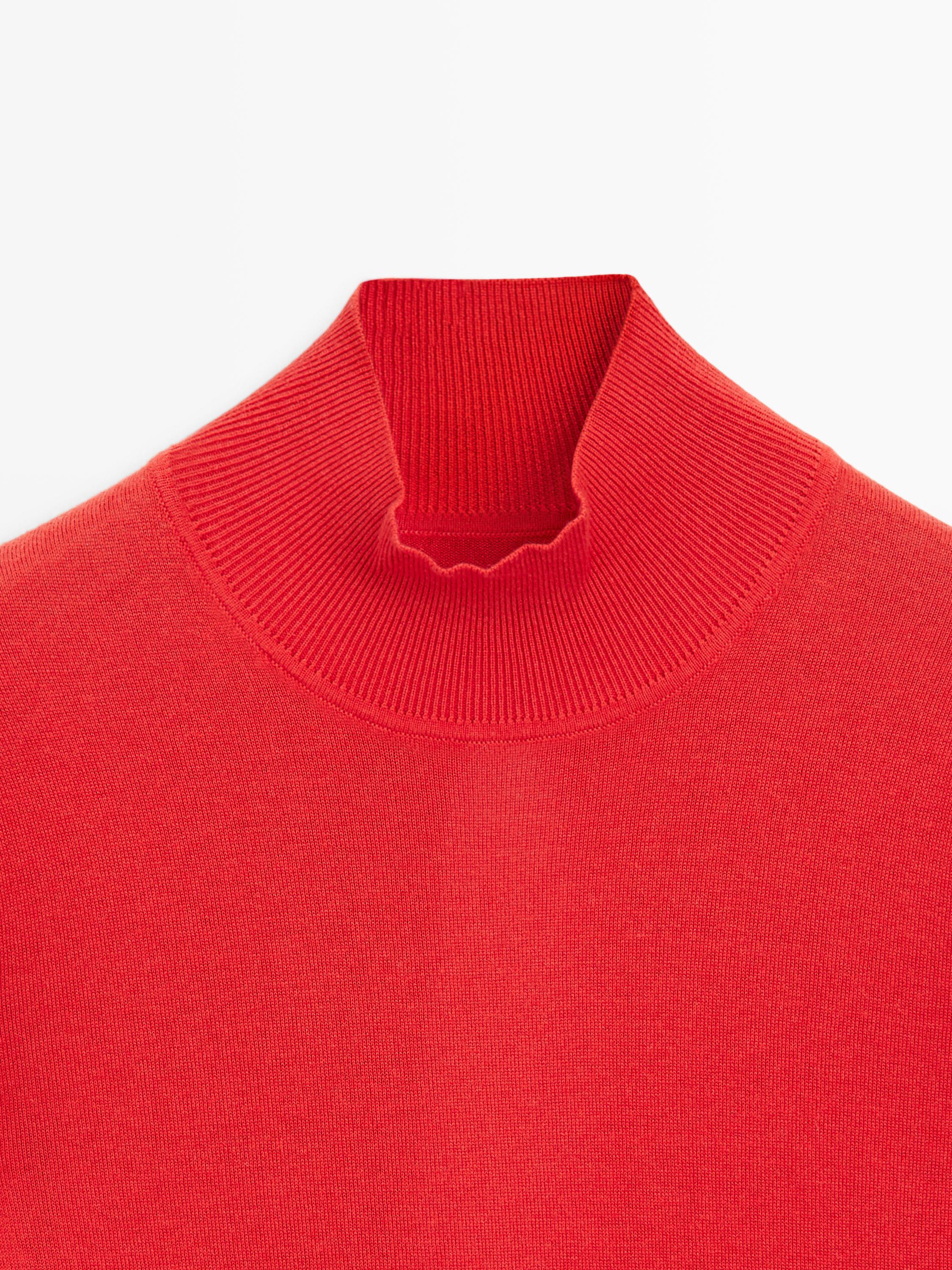 Silk blend knit sweater with back detail - STUDIO — ORANGE