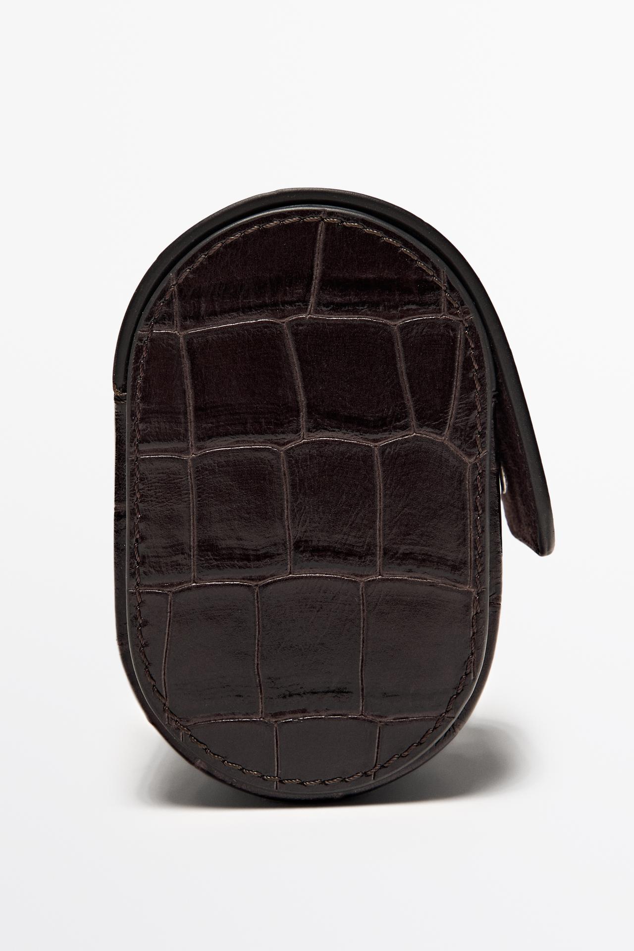 Croc nappa leather watch case — BROWN