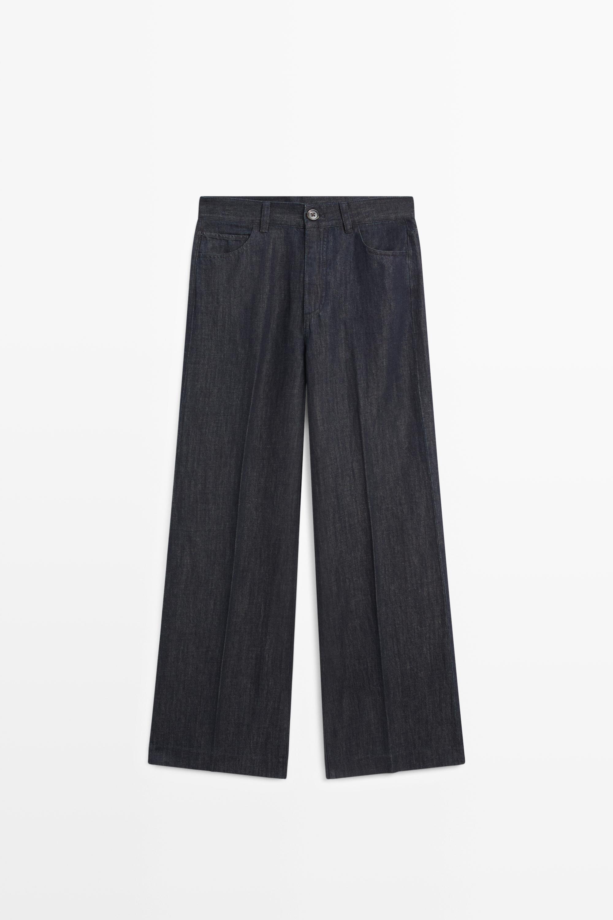 Denim-Palazzohose mit hohem Bund