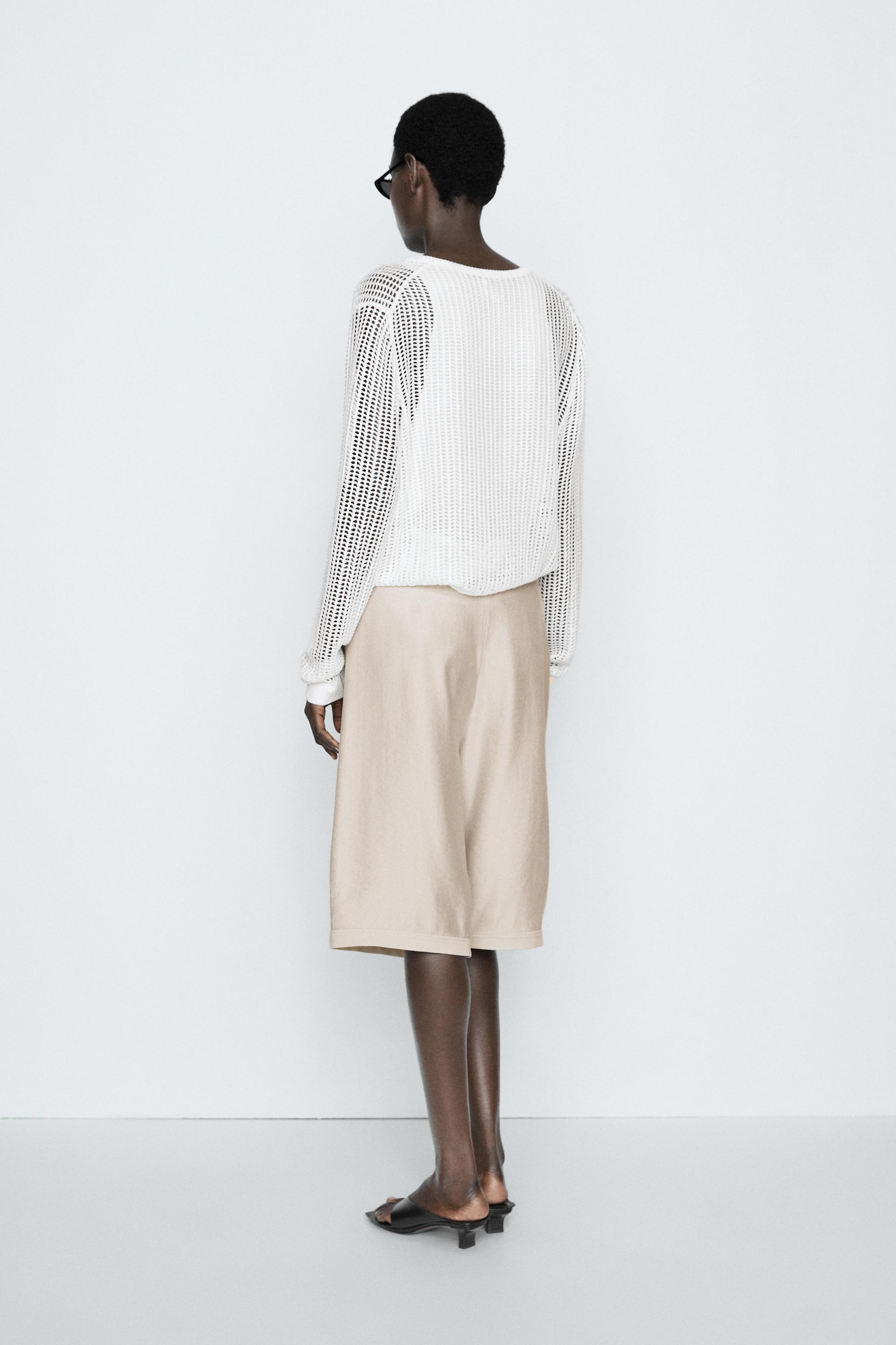 Cutwork knit button-up sweater - STUDIO — WHITE
