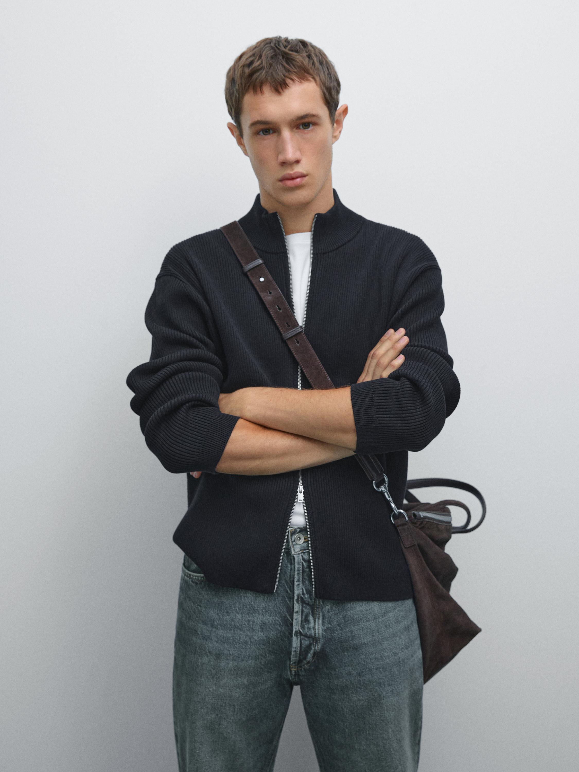100% cotton zip cardigan