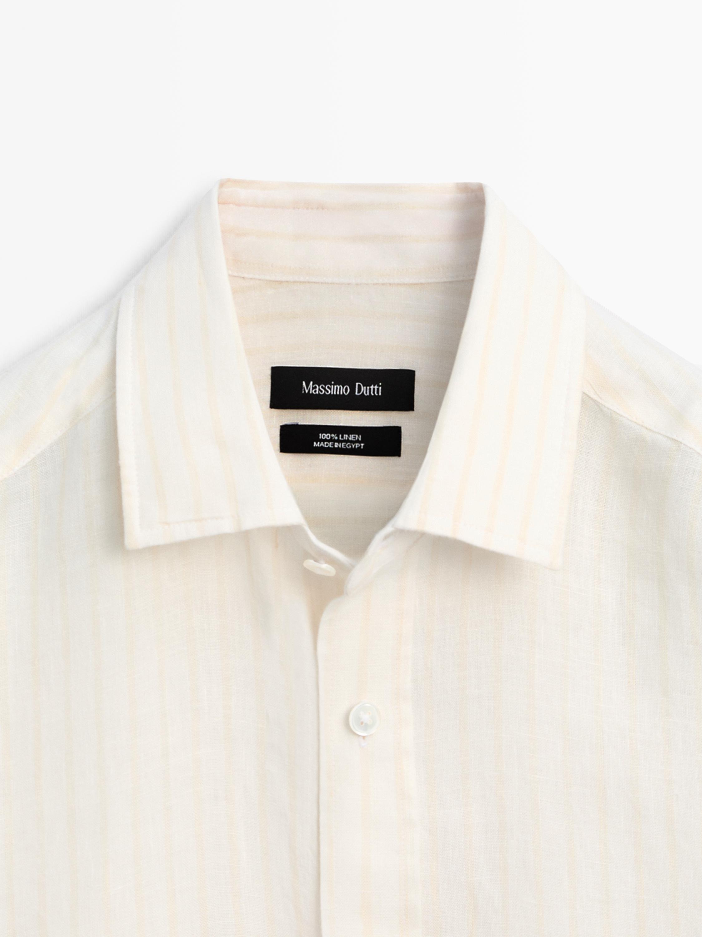 100% linen regular fit shirt — BEIGE
