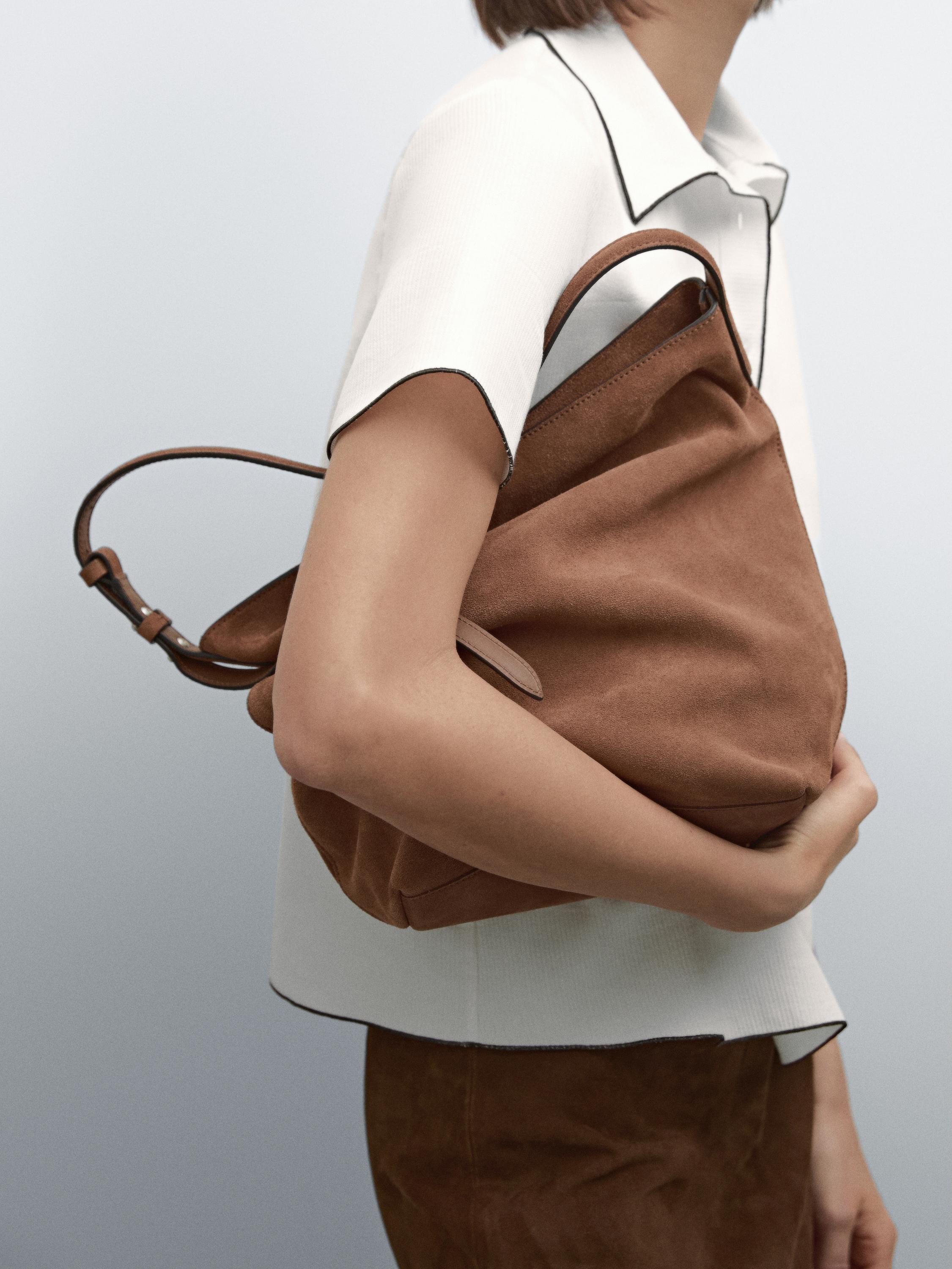 Bolso bucket piel serraje
