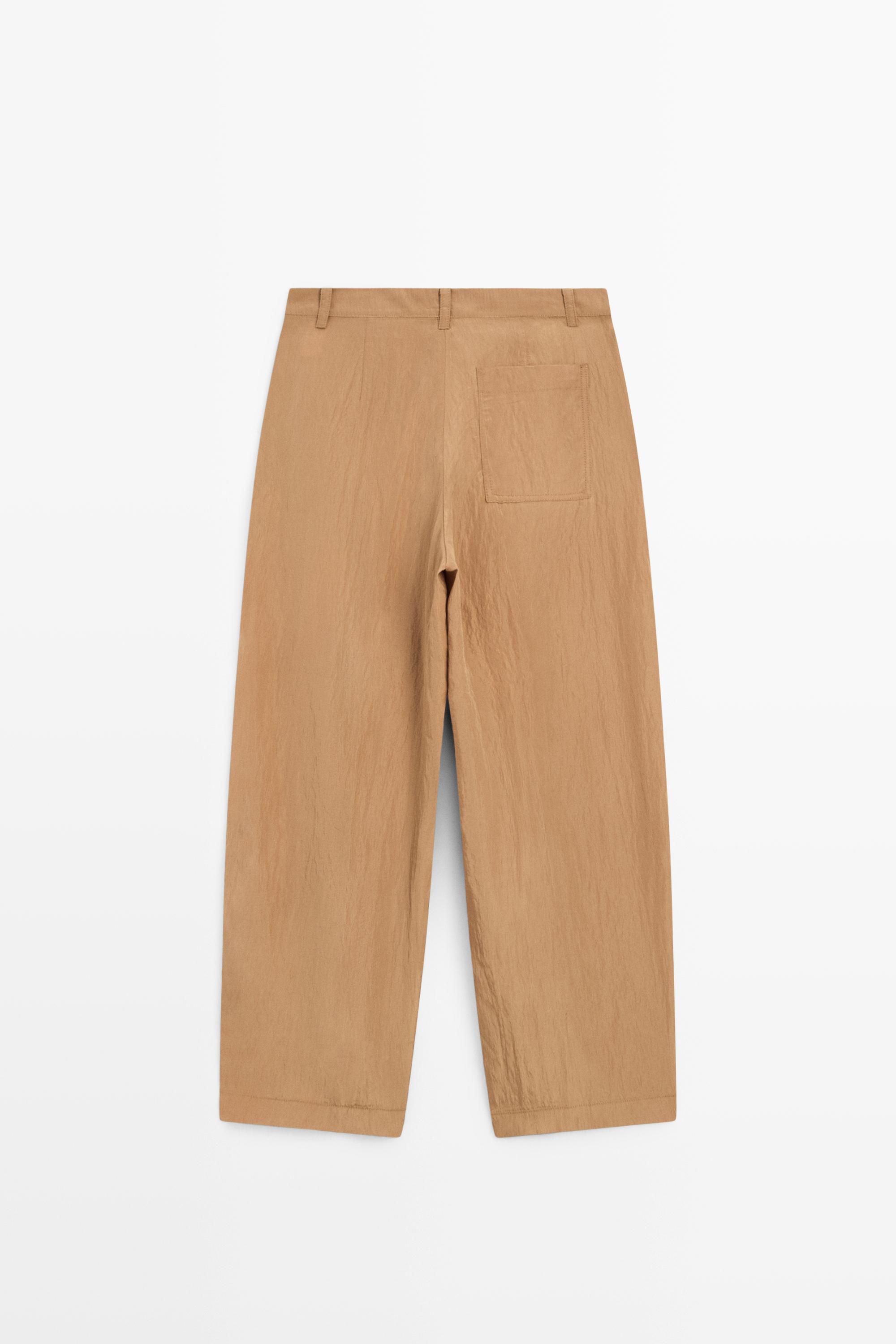 Lightweight barrel fit trousers — Caramel
