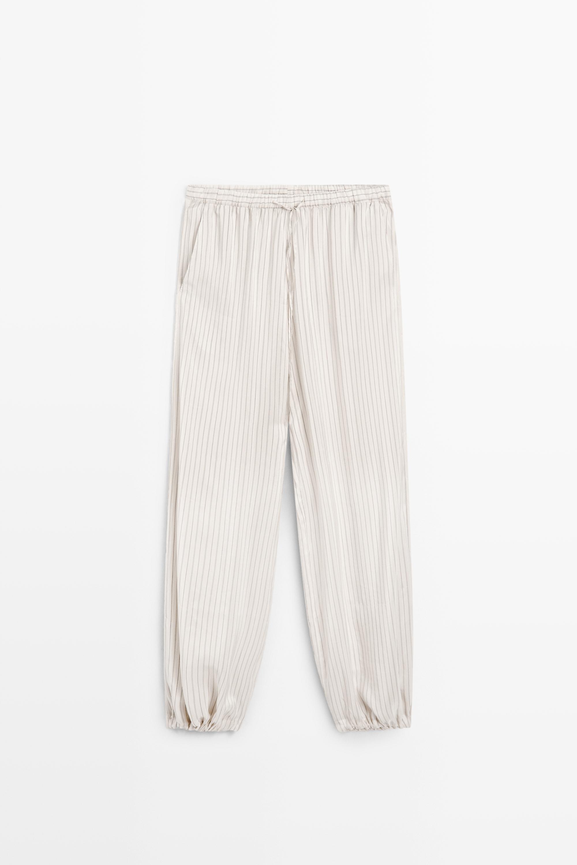 Striped flowing drop crotch pants - STUDIO — CREAM