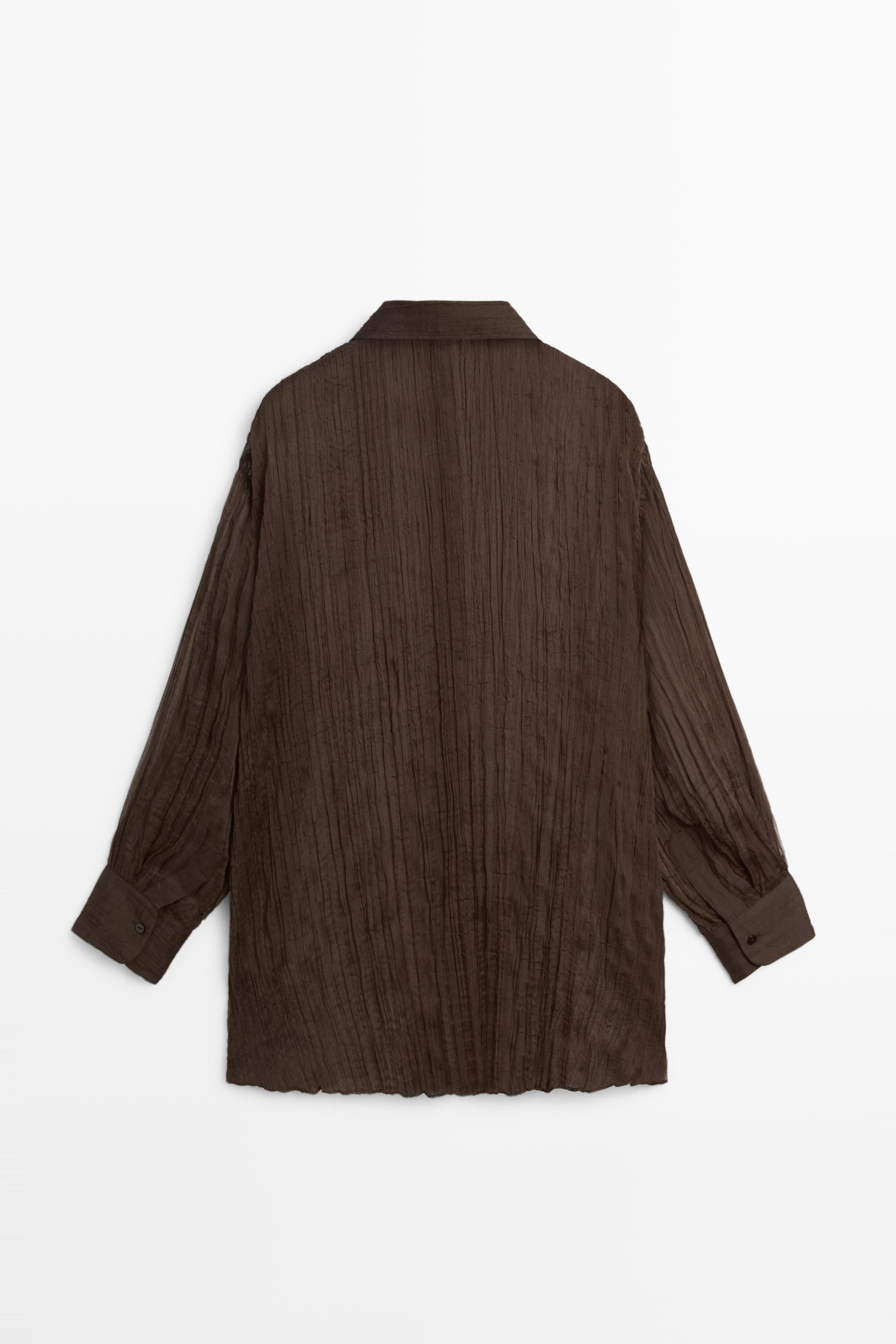 Total look pleated shirt — BROWN