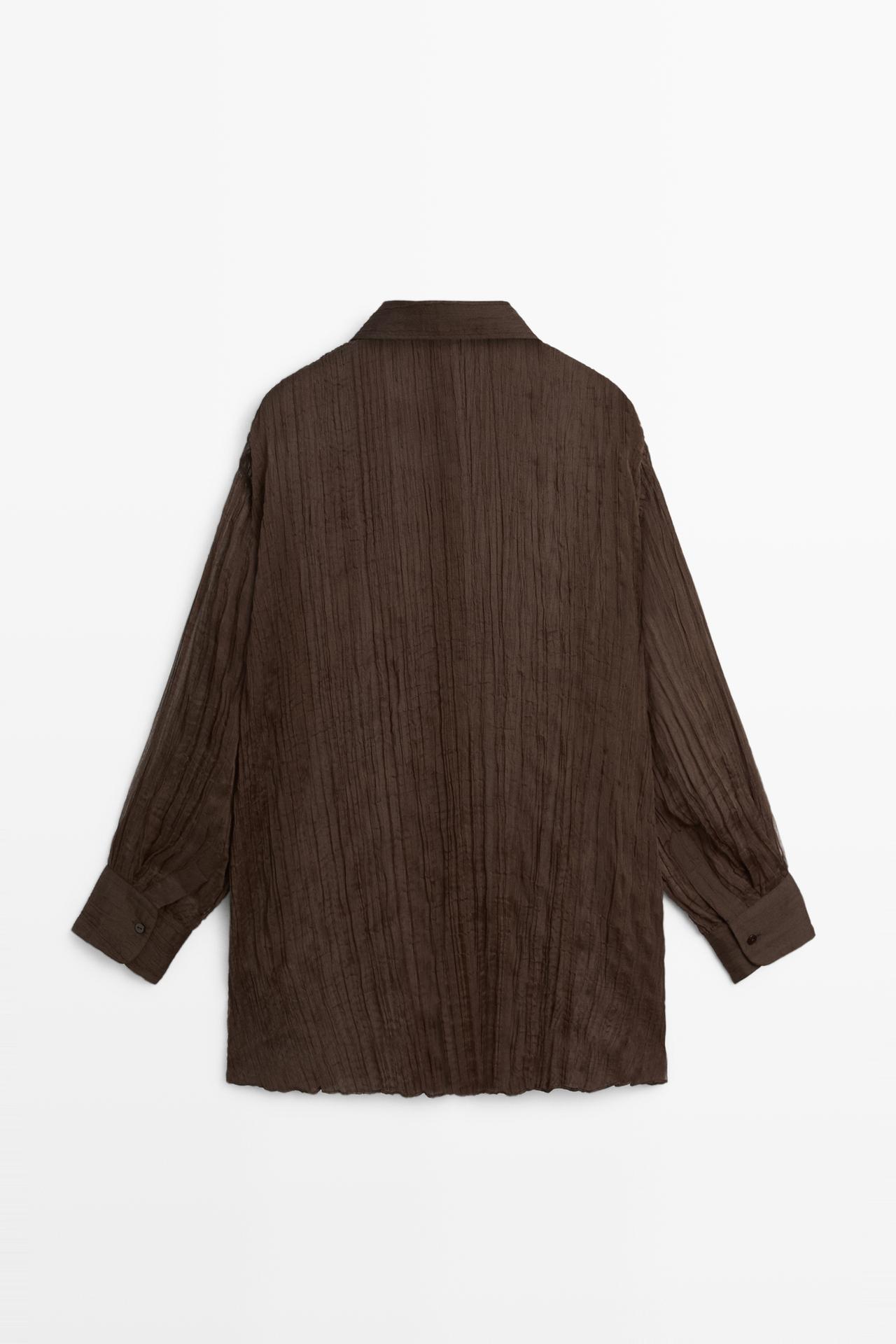 Total look pleated shirt — BROWN