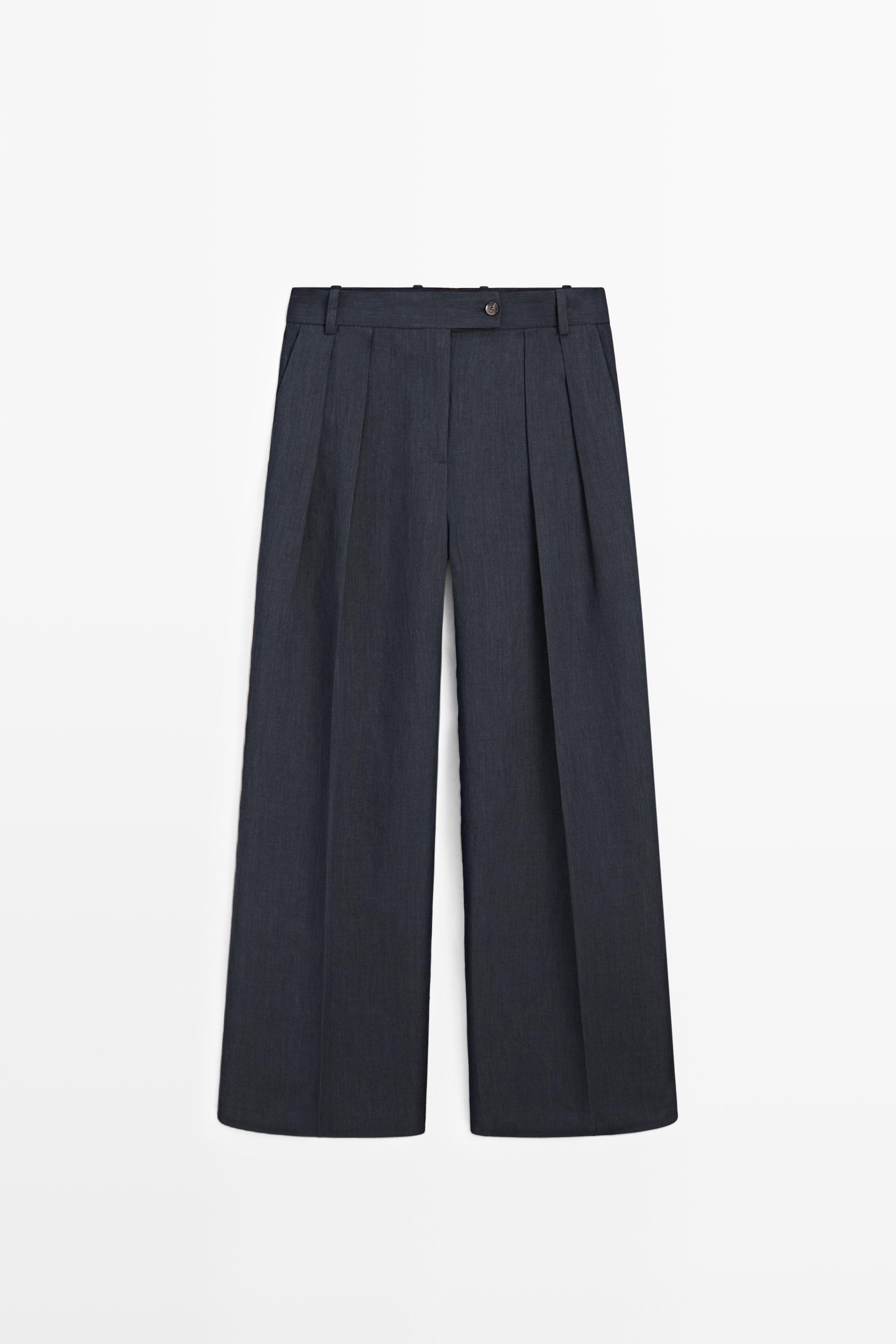 Pantalón traje con lino melange