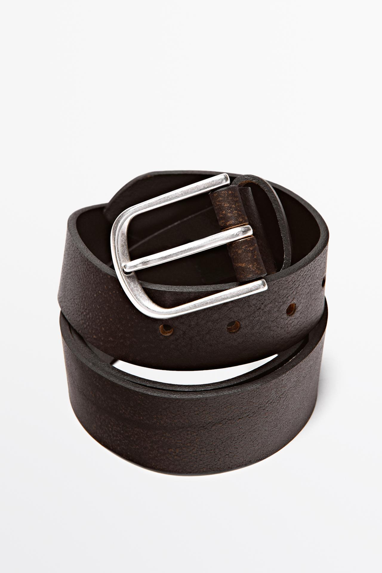 Distressed nappa leather belt — BROWN