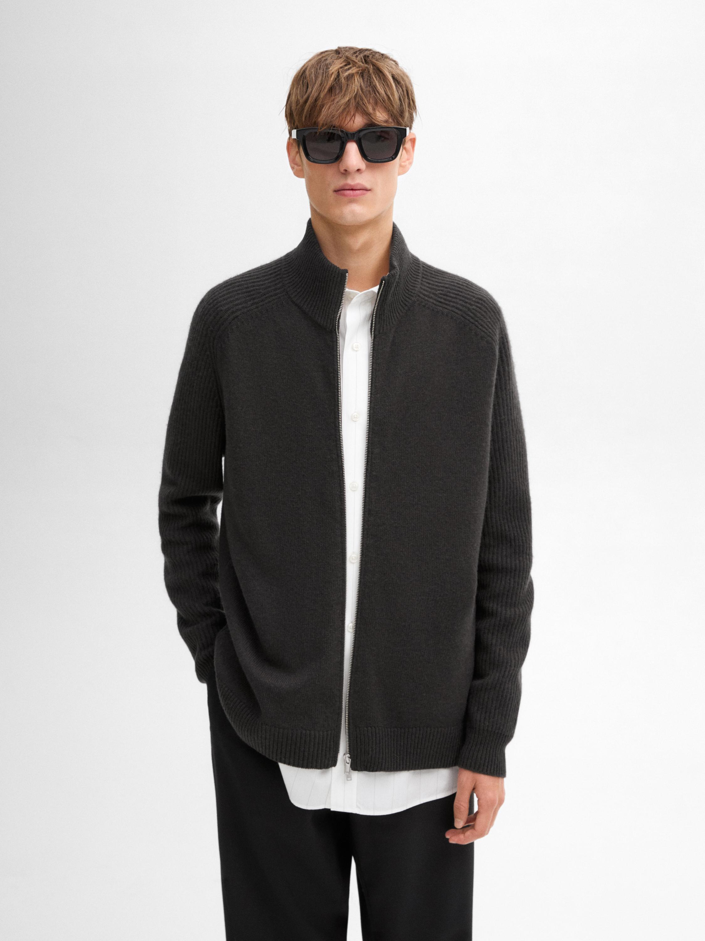 Cárdigan cuello alto mezcla lana