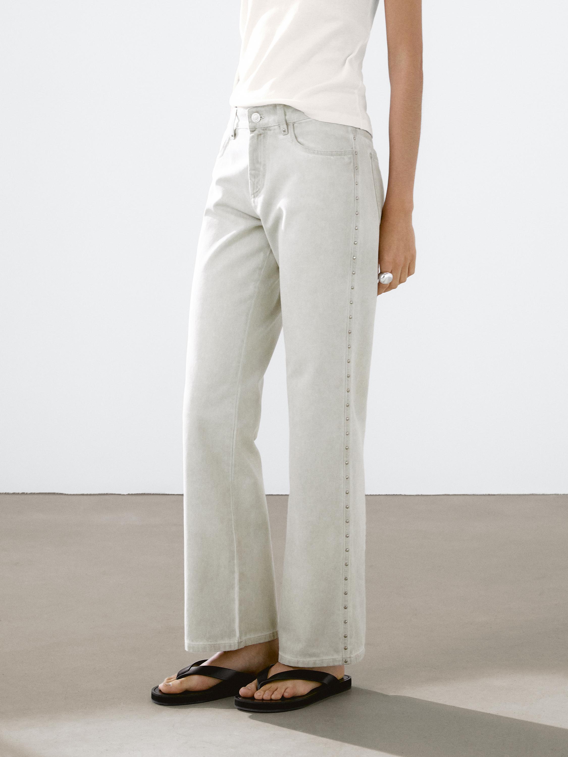 Straight-leg trousers with studs