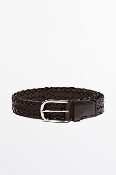 Braided leather belt — BROWN 1