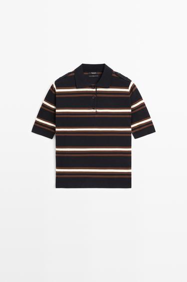 100% Cotton Striped Knit Polo — NAVY BLUE 2