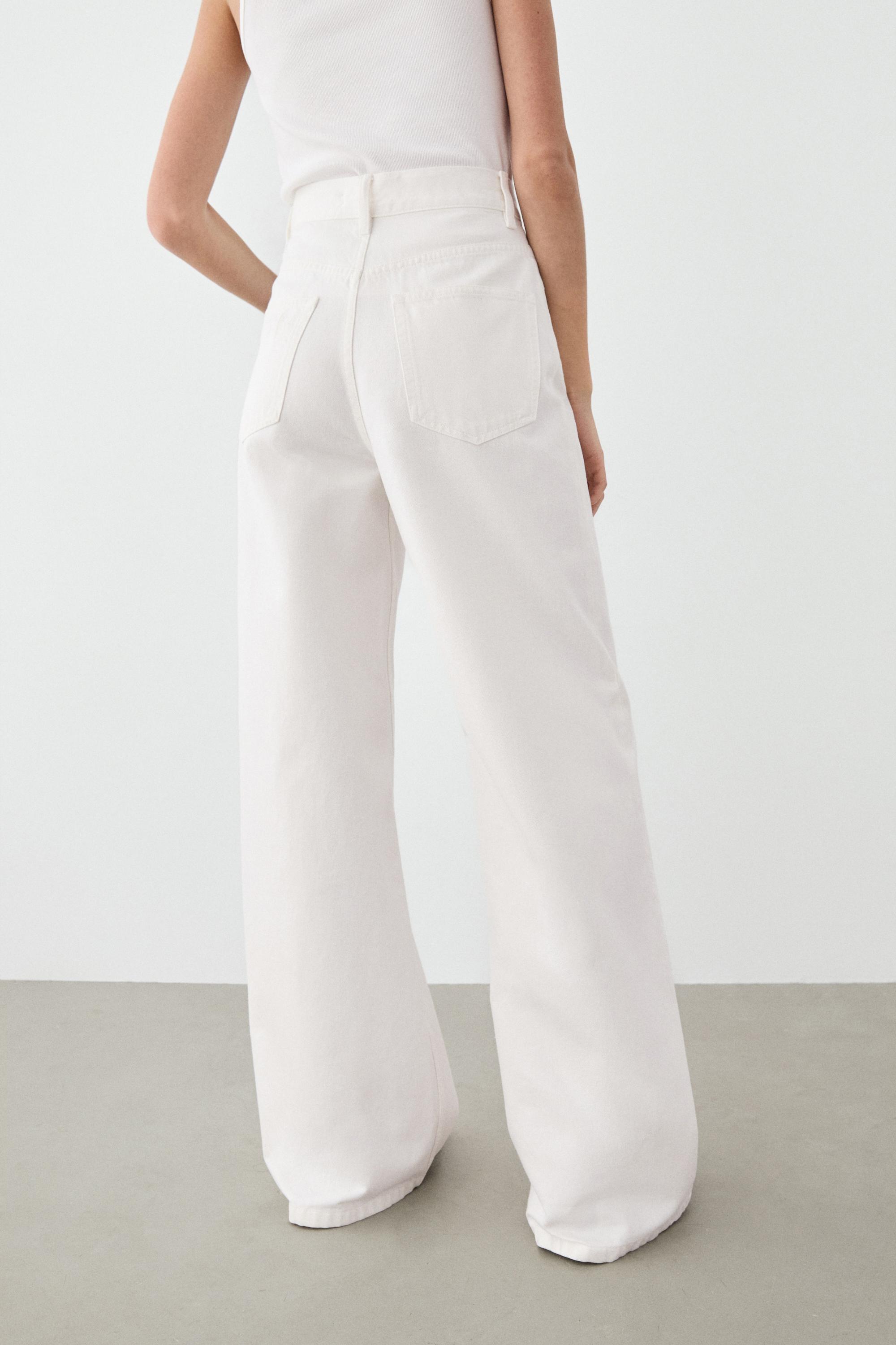 High-waist wide-leg jeans — Off white