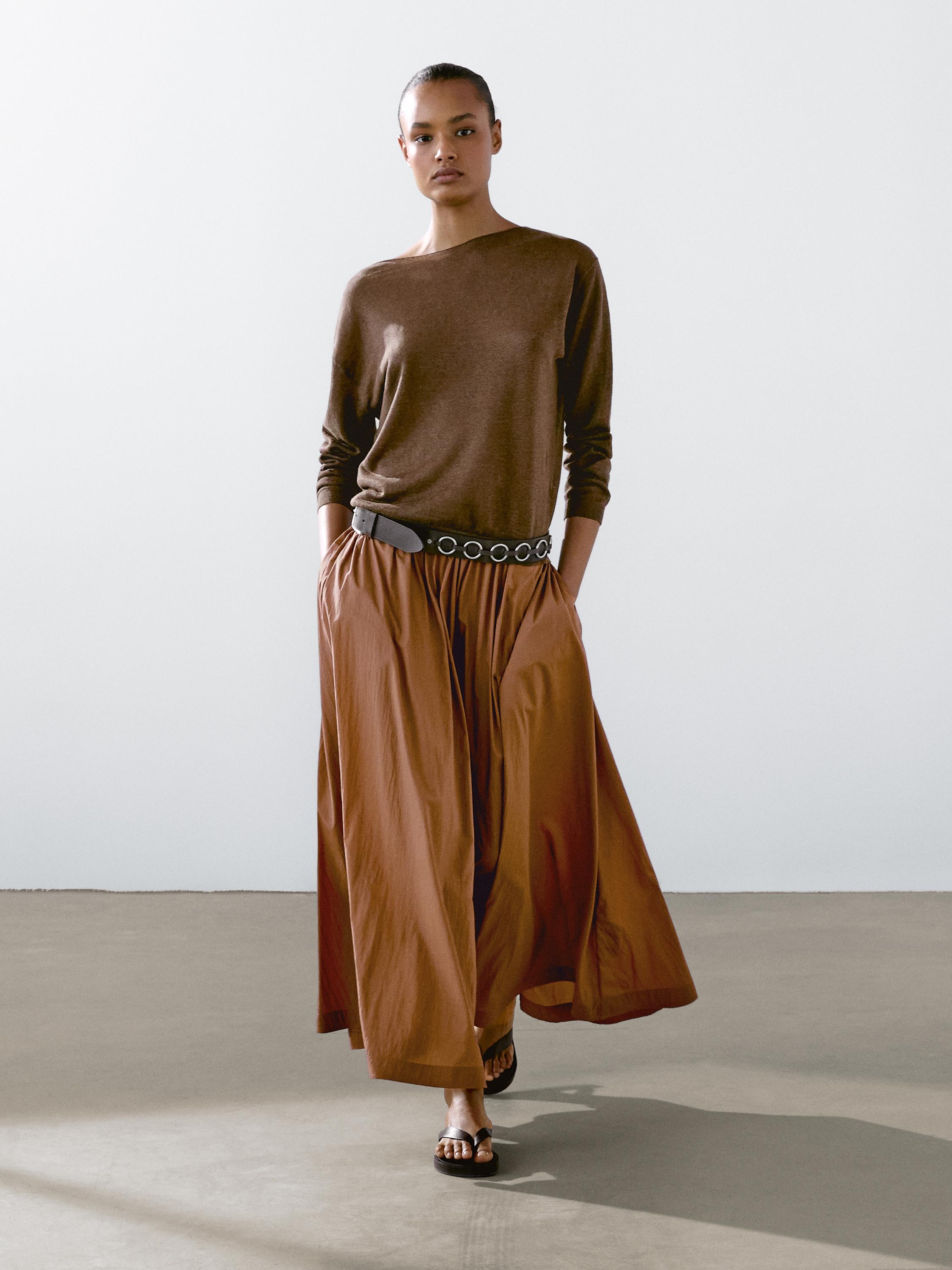 Linen boat neck sweater