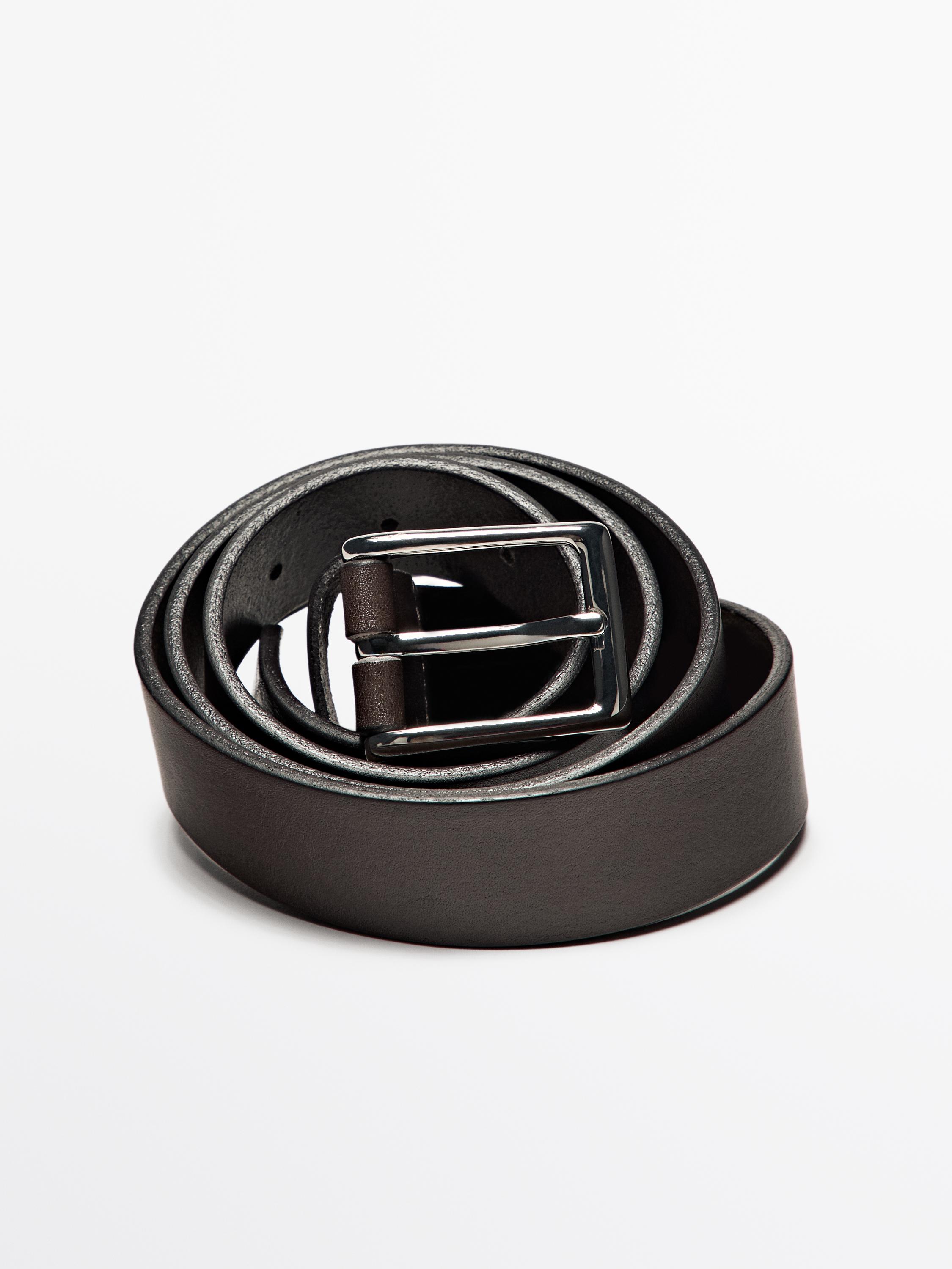 Kožený opasok s obdĺžnikovou prackou