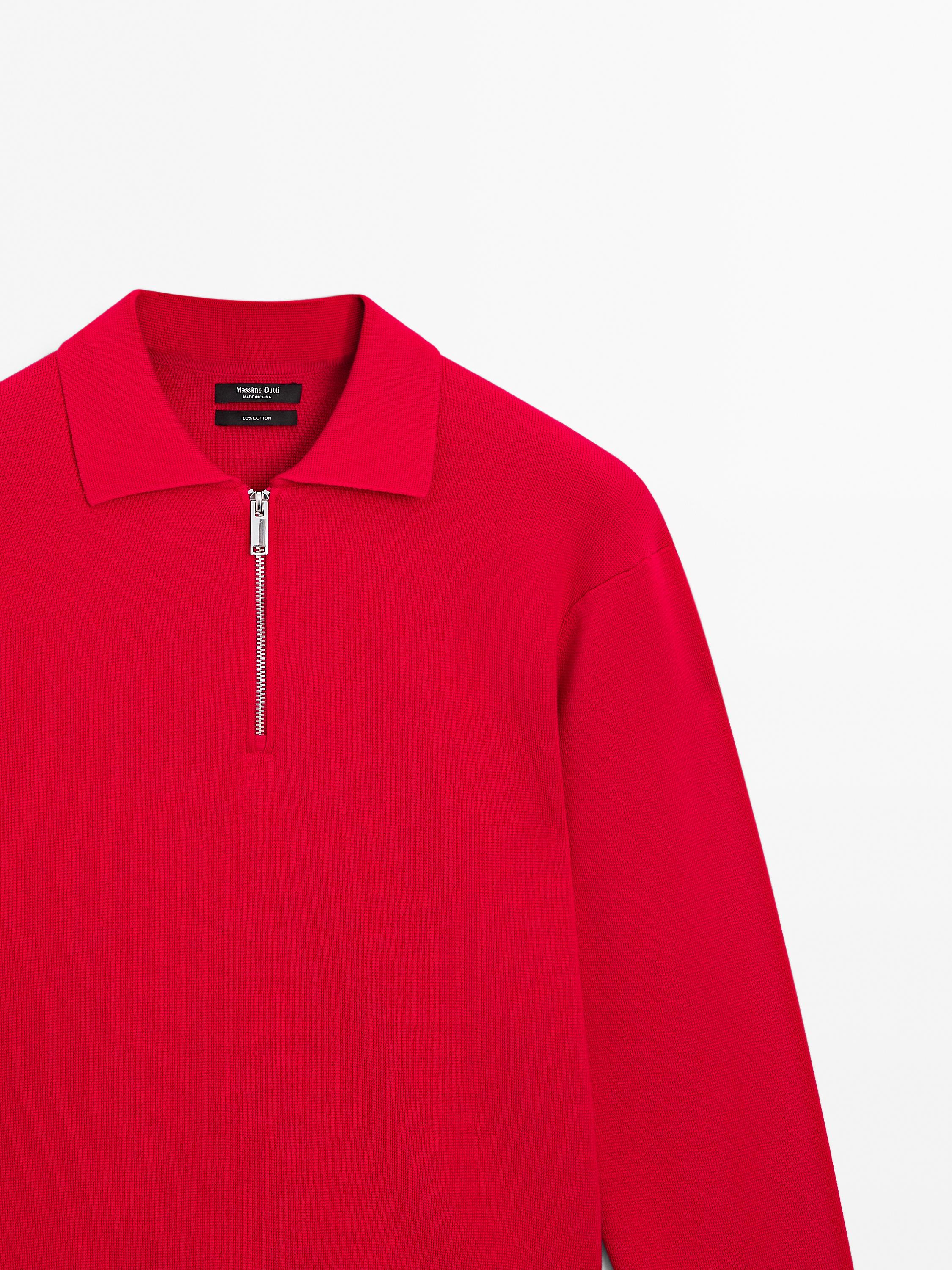 Milano knit sweater with polo collar and zip