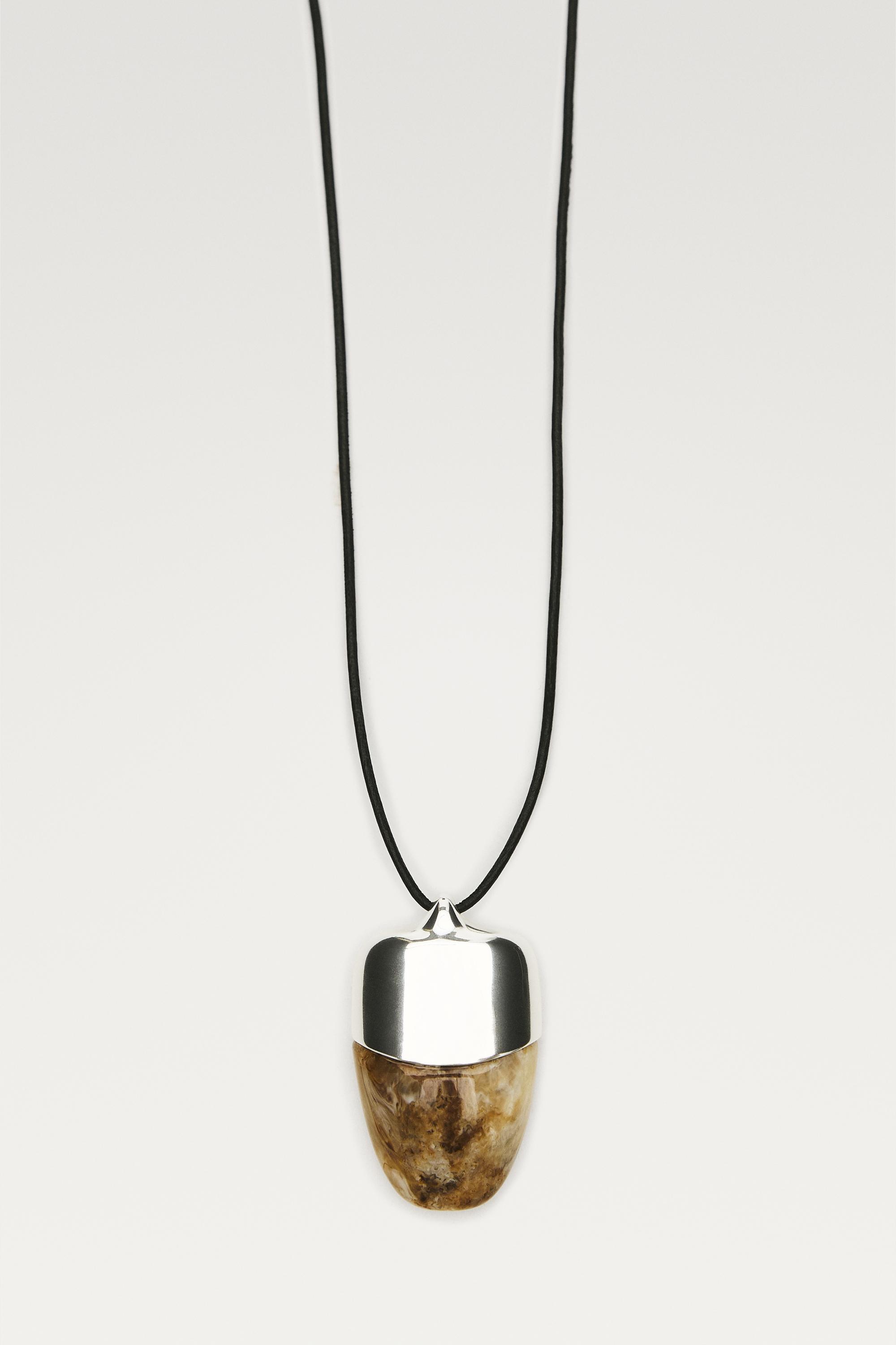 Marbled pendant necklace — Caramel