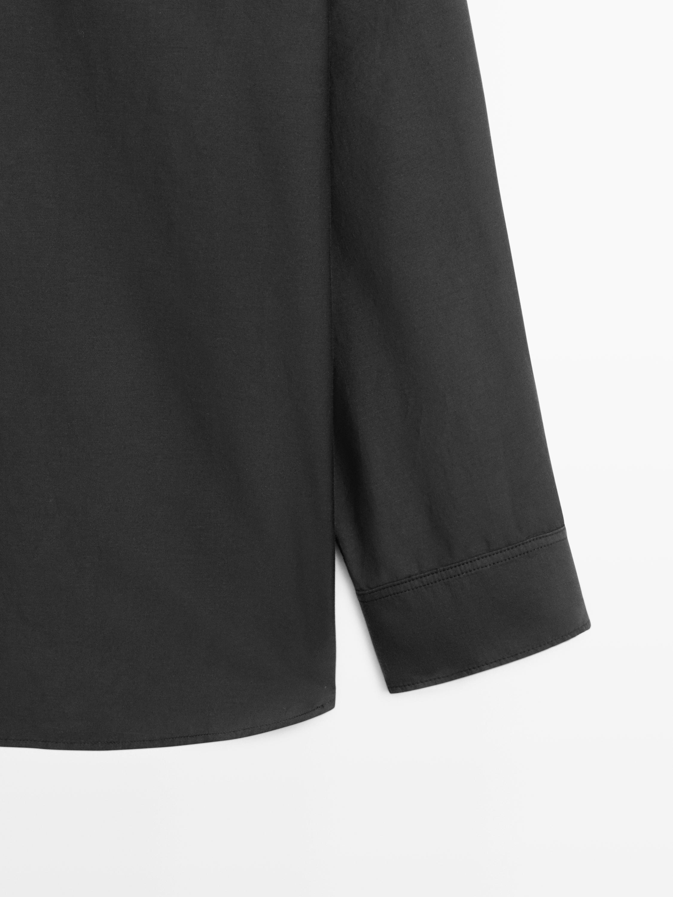Flowing cotton-silk shirt — BLACK