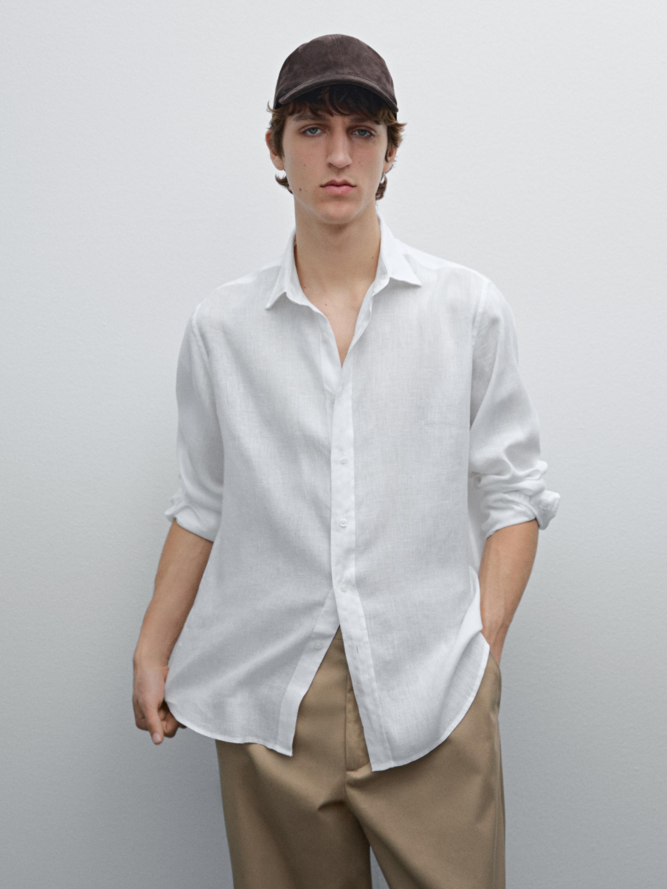 Regular fit 100% linen shirt