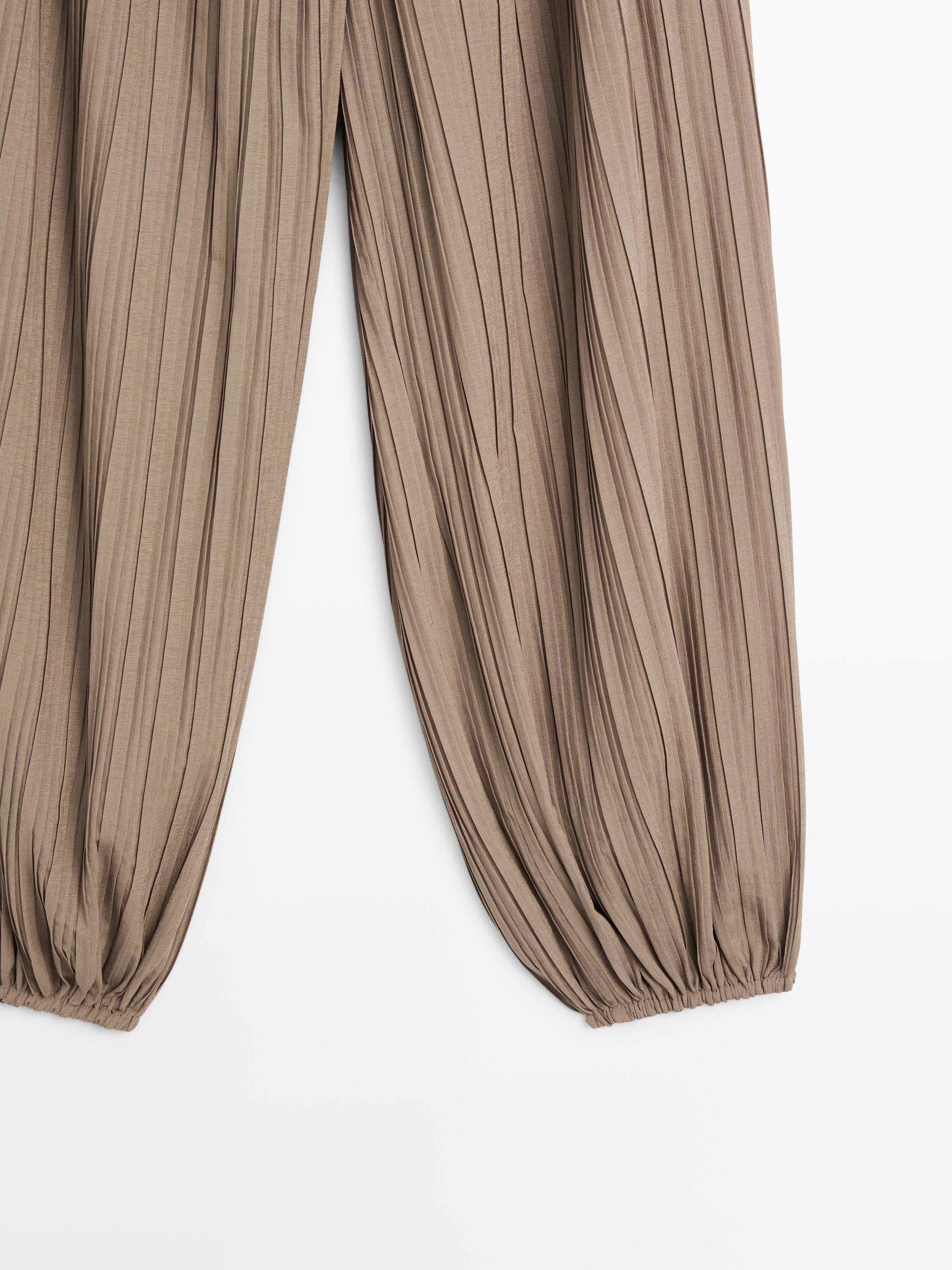 Pleated sarouel trousers — OLIVE
