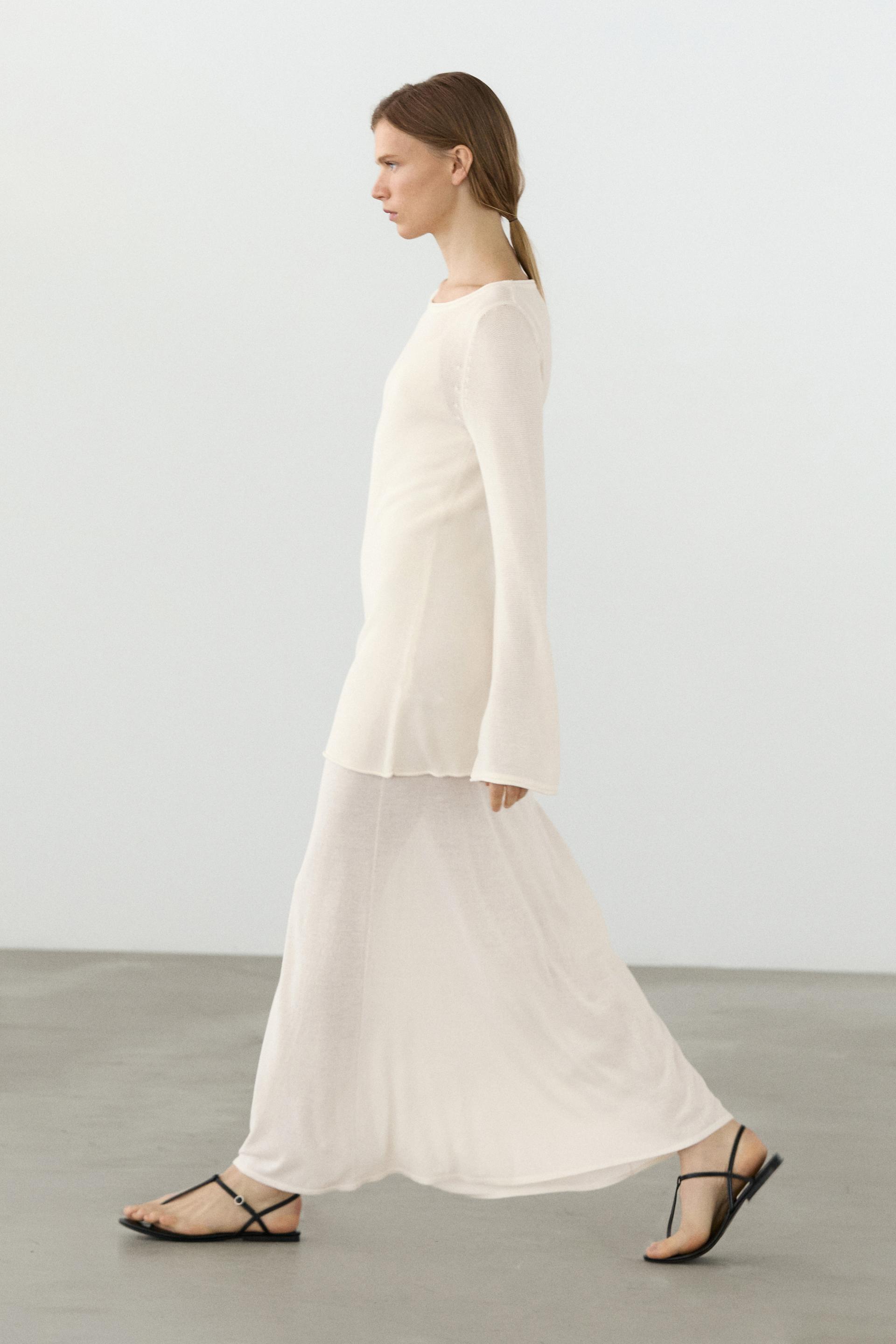 Robe En Maille Superposée À Manches Longues - Cru - M - Massimo Dutti - Femme