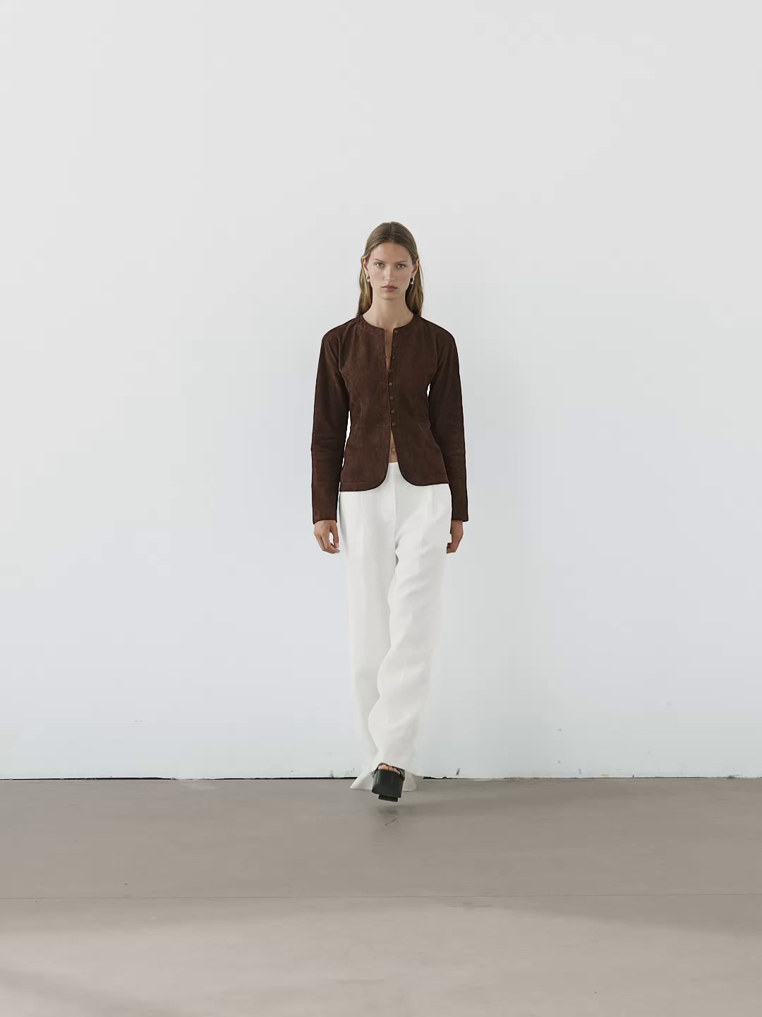 Short suede leather shirt