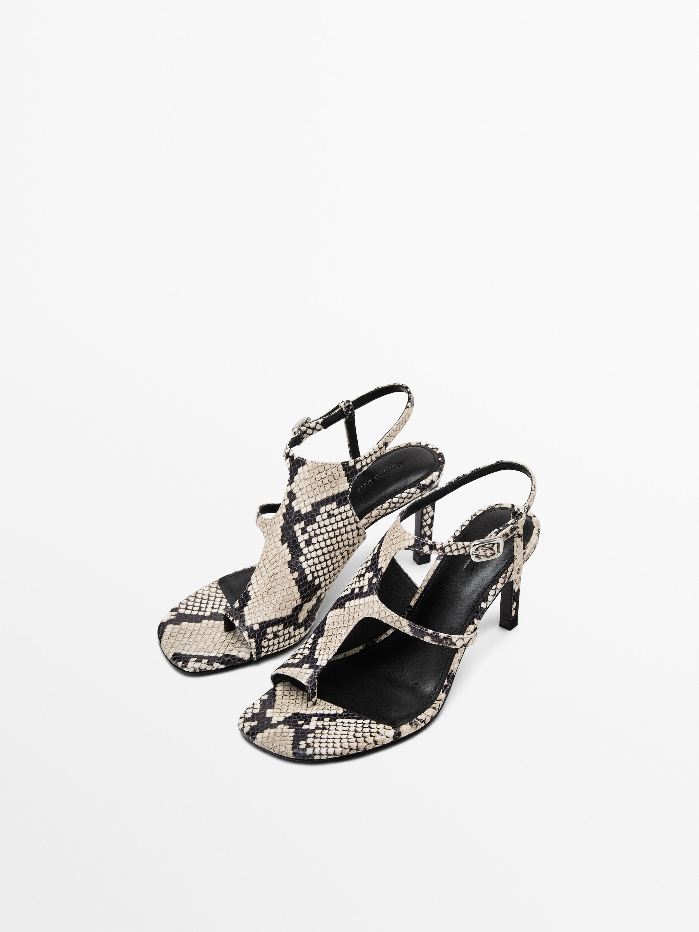 Sandali con tacco stampa asimmetrica