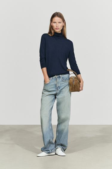 Wool blend turtleneck knit sweater — NAVY BLUE 3